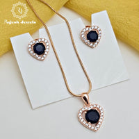 Heartfull Blue Cz South Screw Pendent Set