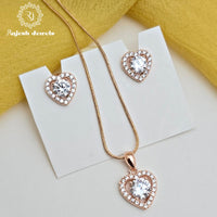 Heartfull Cz Rosegold South Screw Pendent Set