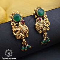 Graceful Green Peacock Gold Plated Earrings