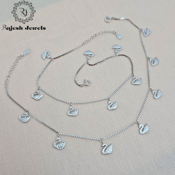 Swan Charm Cz Sleek Anklet