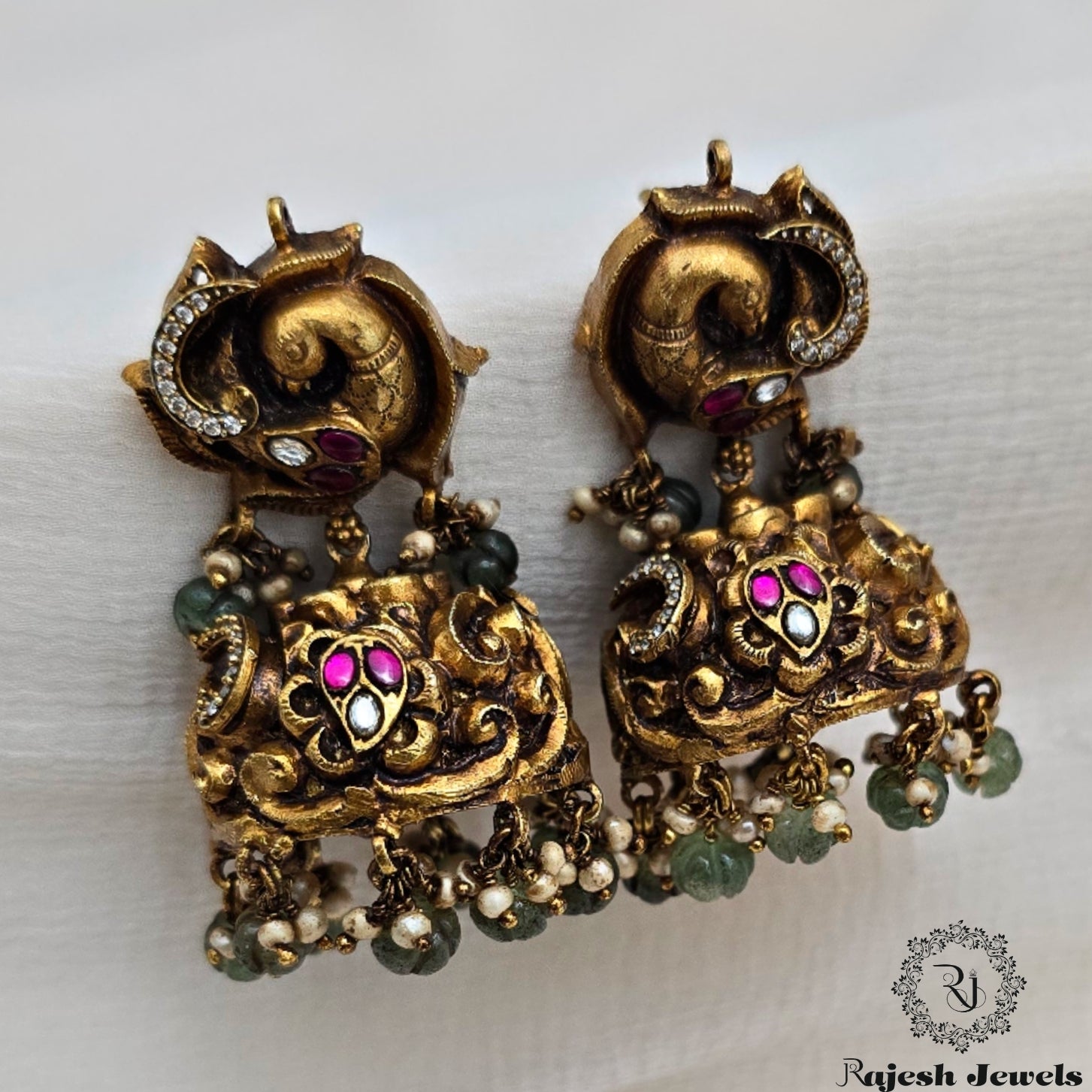 Majestic Nakshi Kundan Jumka Earrings