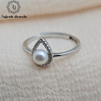 Beautiful Cz Pearl Fusion Finger Ring