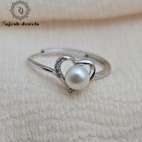 Adorable Heart Pearl Fusion Finger Ring