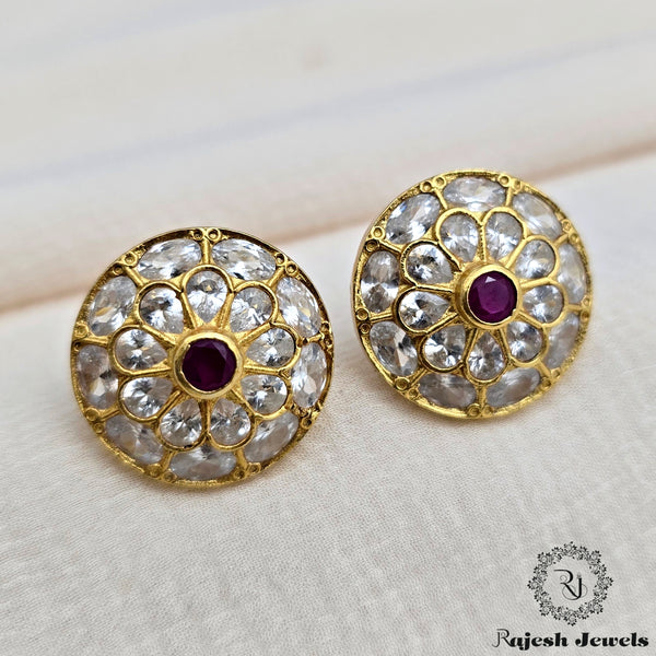 Classic Traditional Cz Gold Plated Earrings