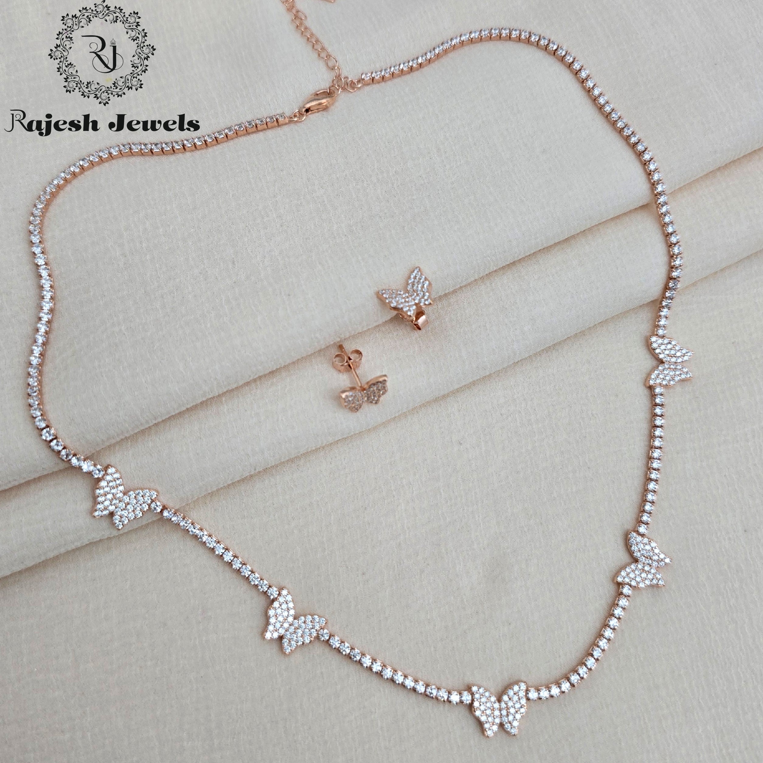 Butterfly Cz Rosegold Tennis Neckpiece