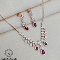 Remarkable Rosegold Cz Neckpiece