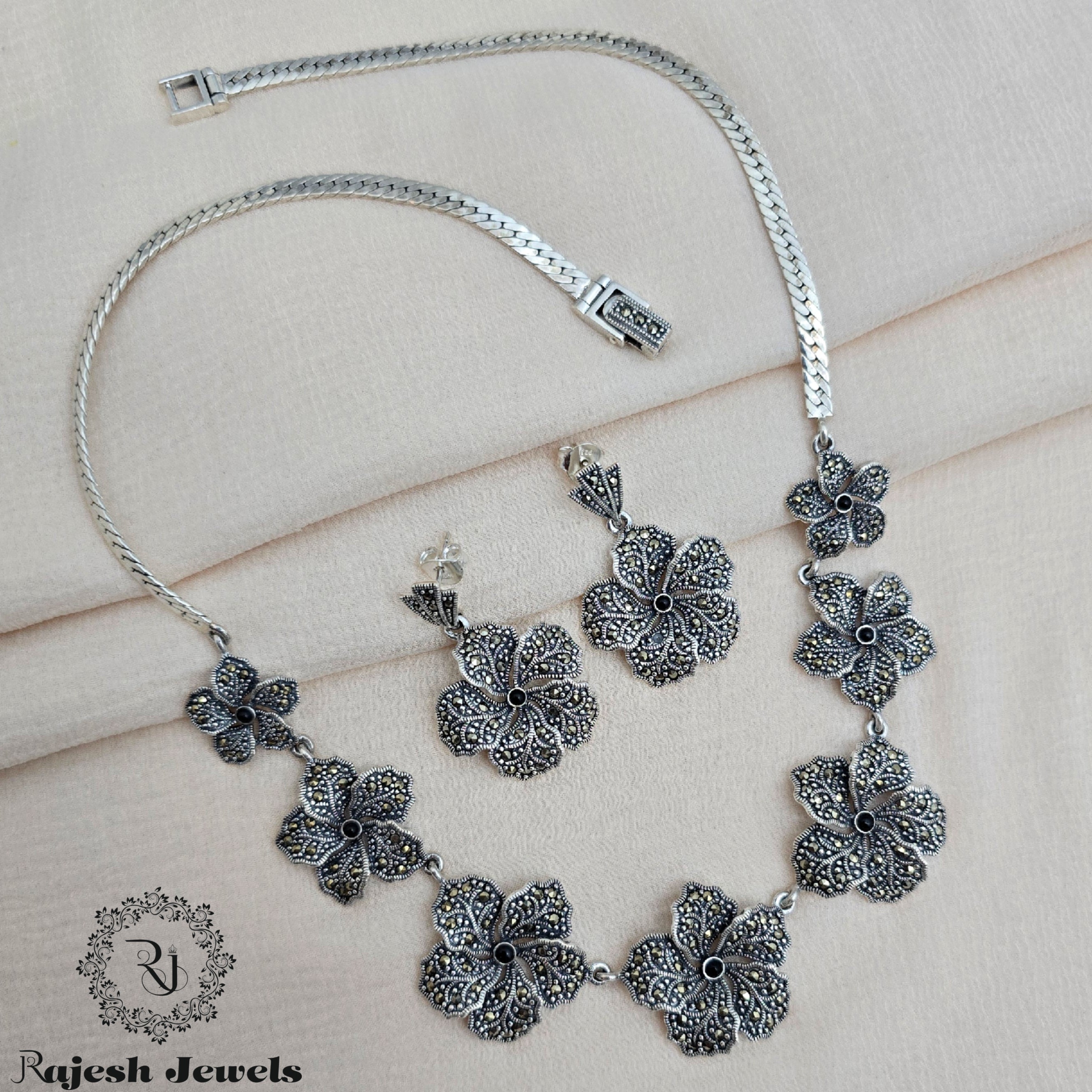 Fabulous Marcasite Floral Neckpiece