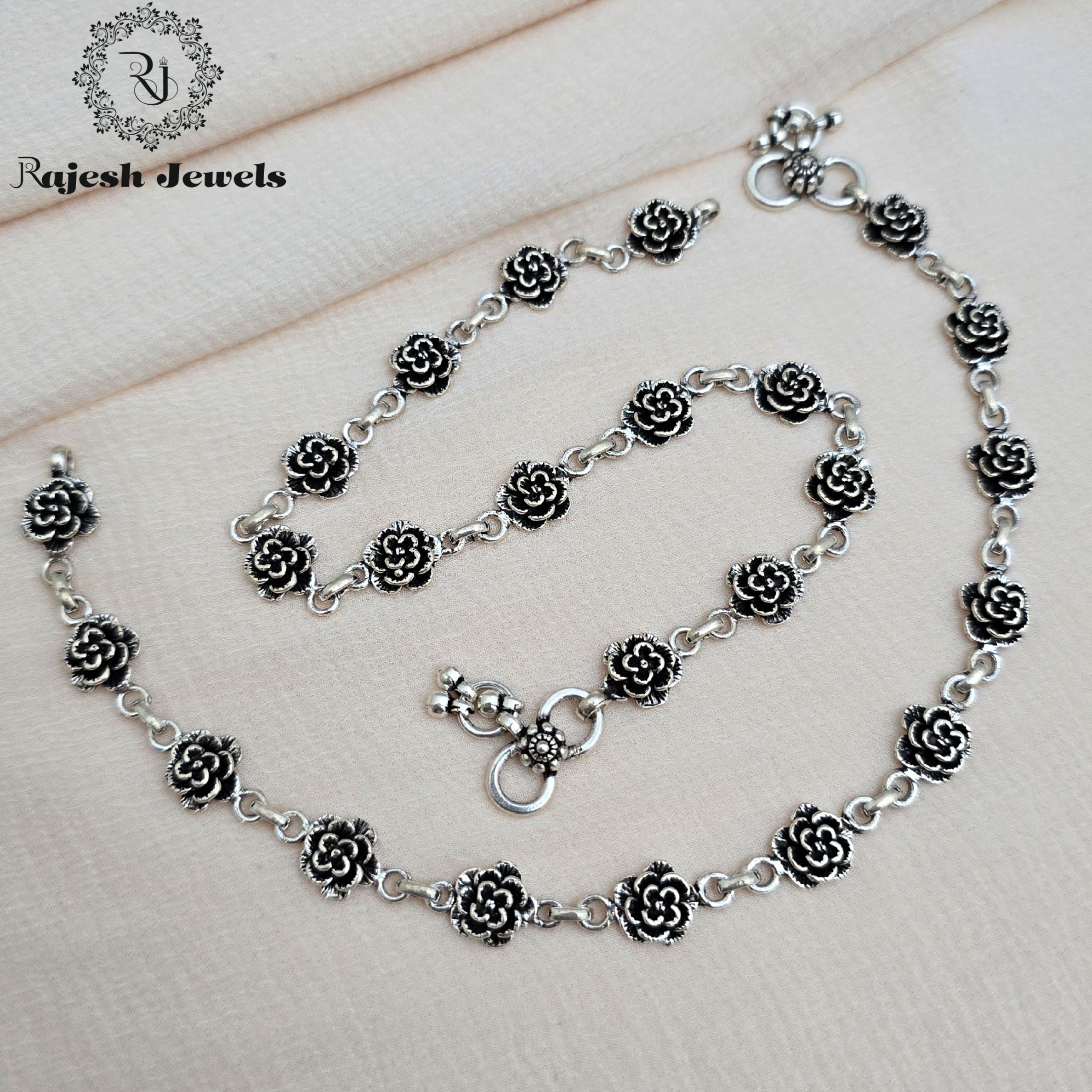 Adorable Rosette Oxidised Anklet