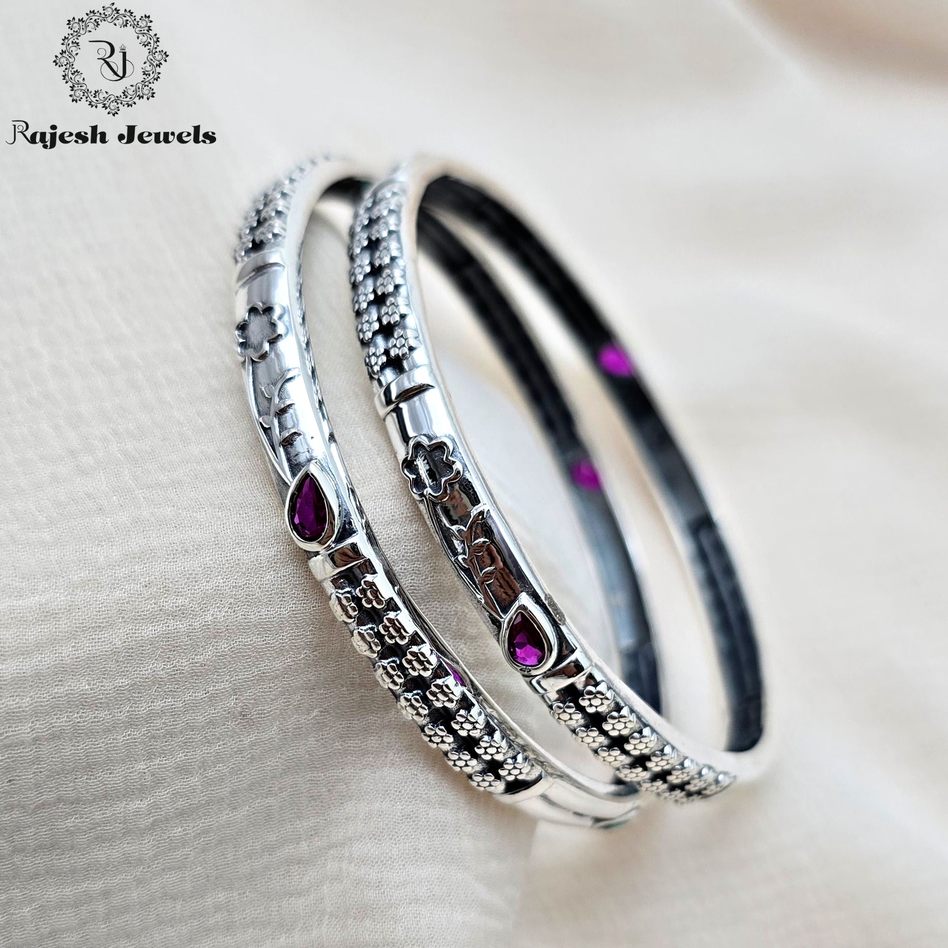 Charming Oxidised Bangle Size - 2.4