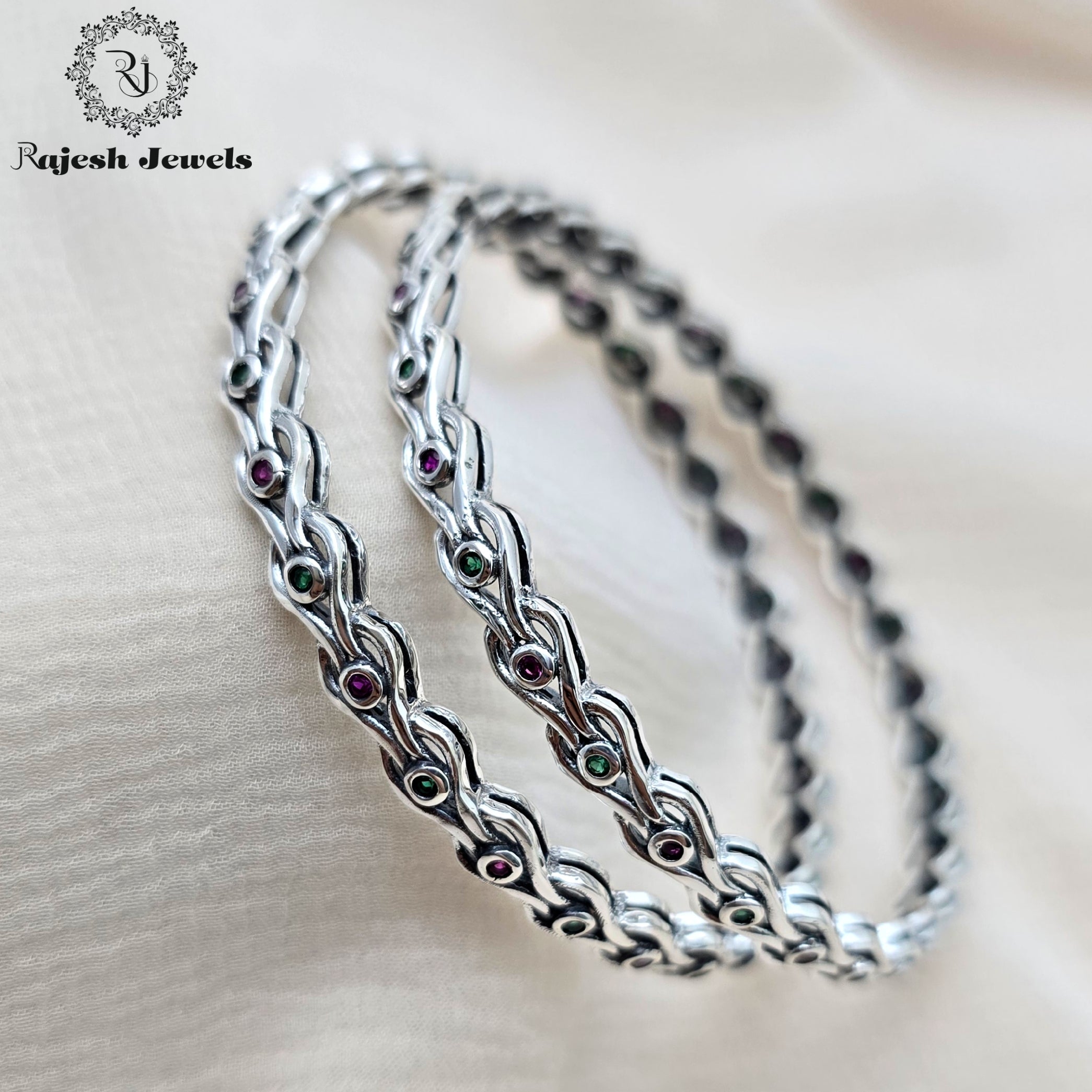 Electrifying Oxidised Filigree Bangles Size - 2.8