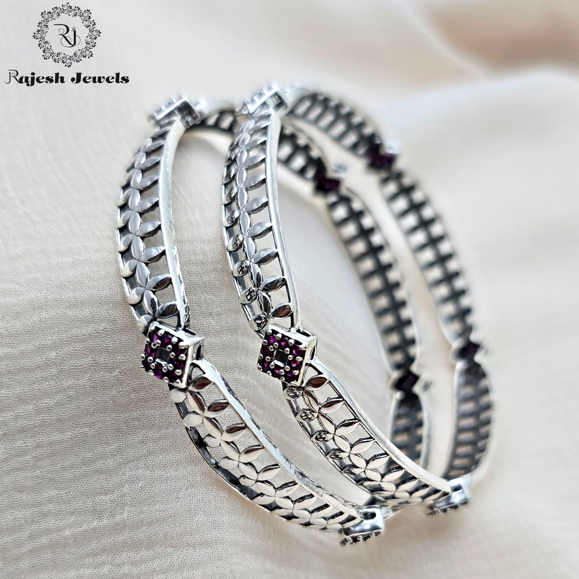 Enchanting Filigree Oxidised Bangles Size 2.4