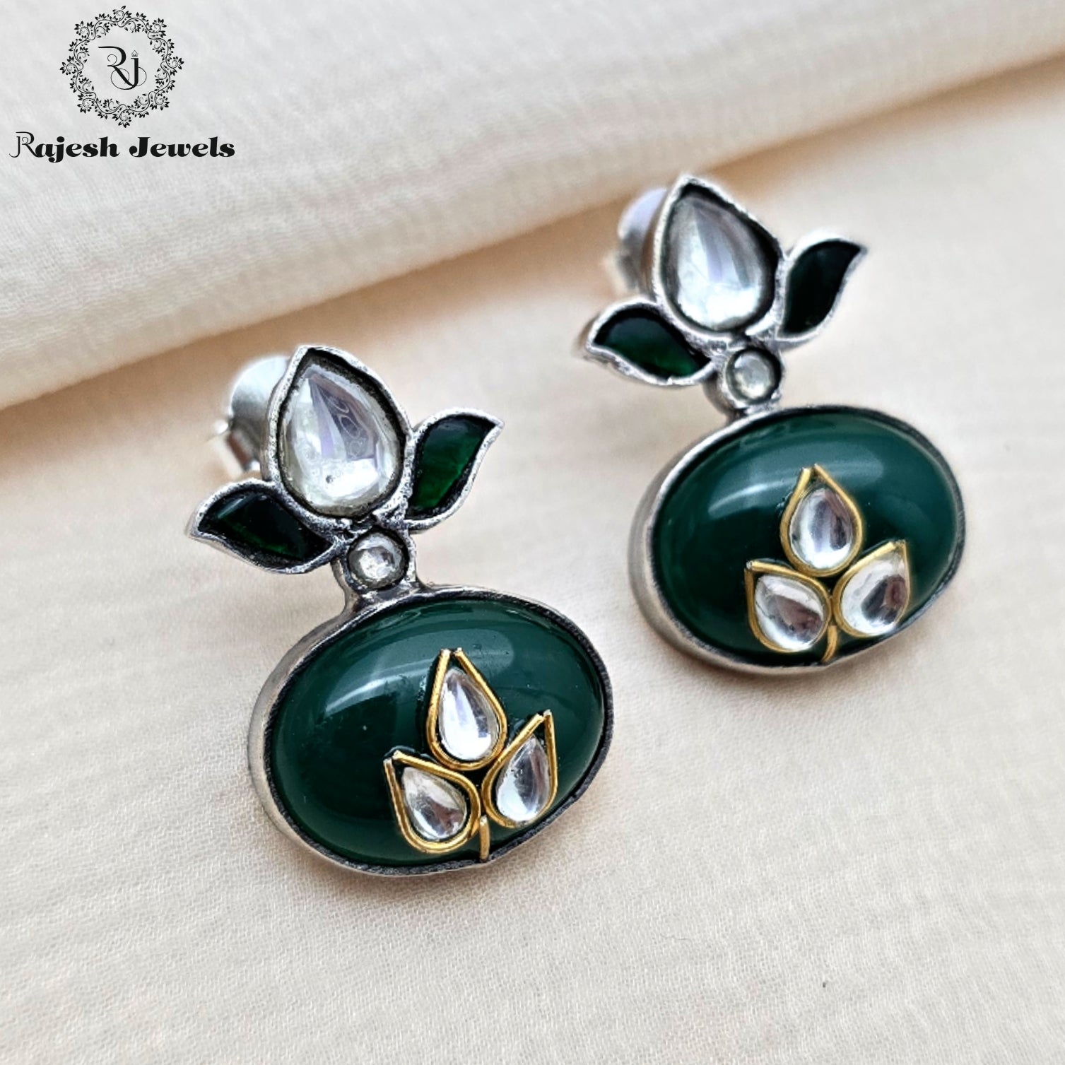 Fabulous Oxidised Kundan Earrings