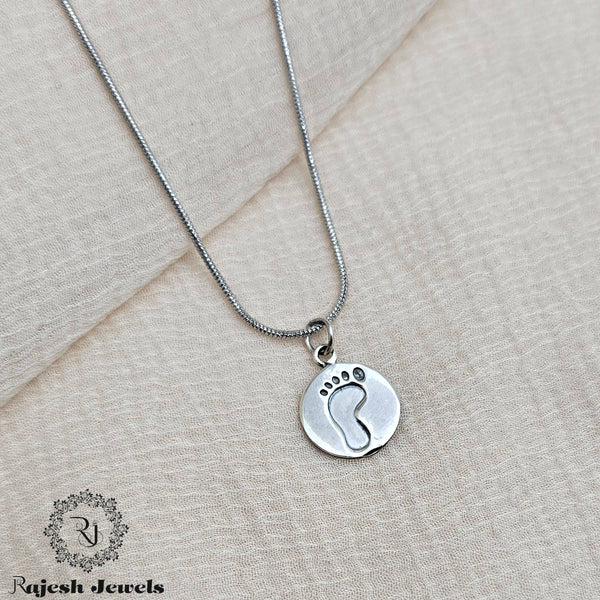 Lover's Footprint Silver Pendant & Chain