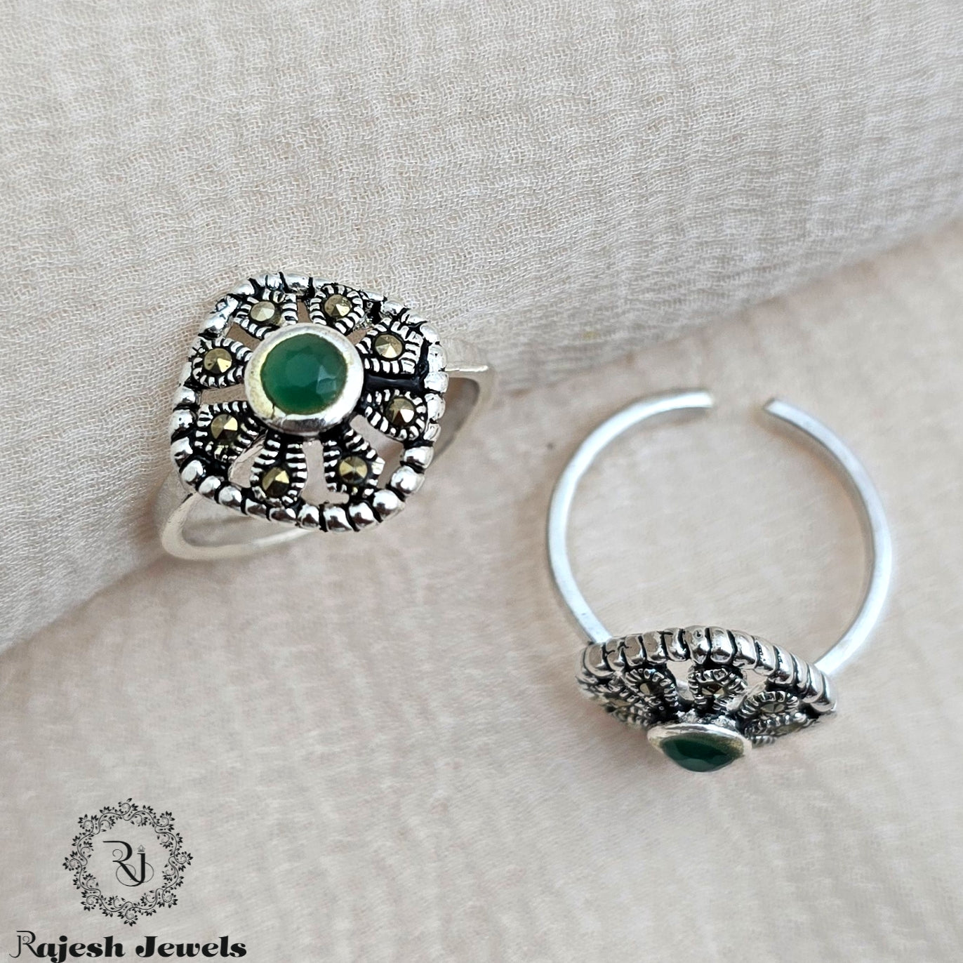 Graceful Green Marcasite Toerings