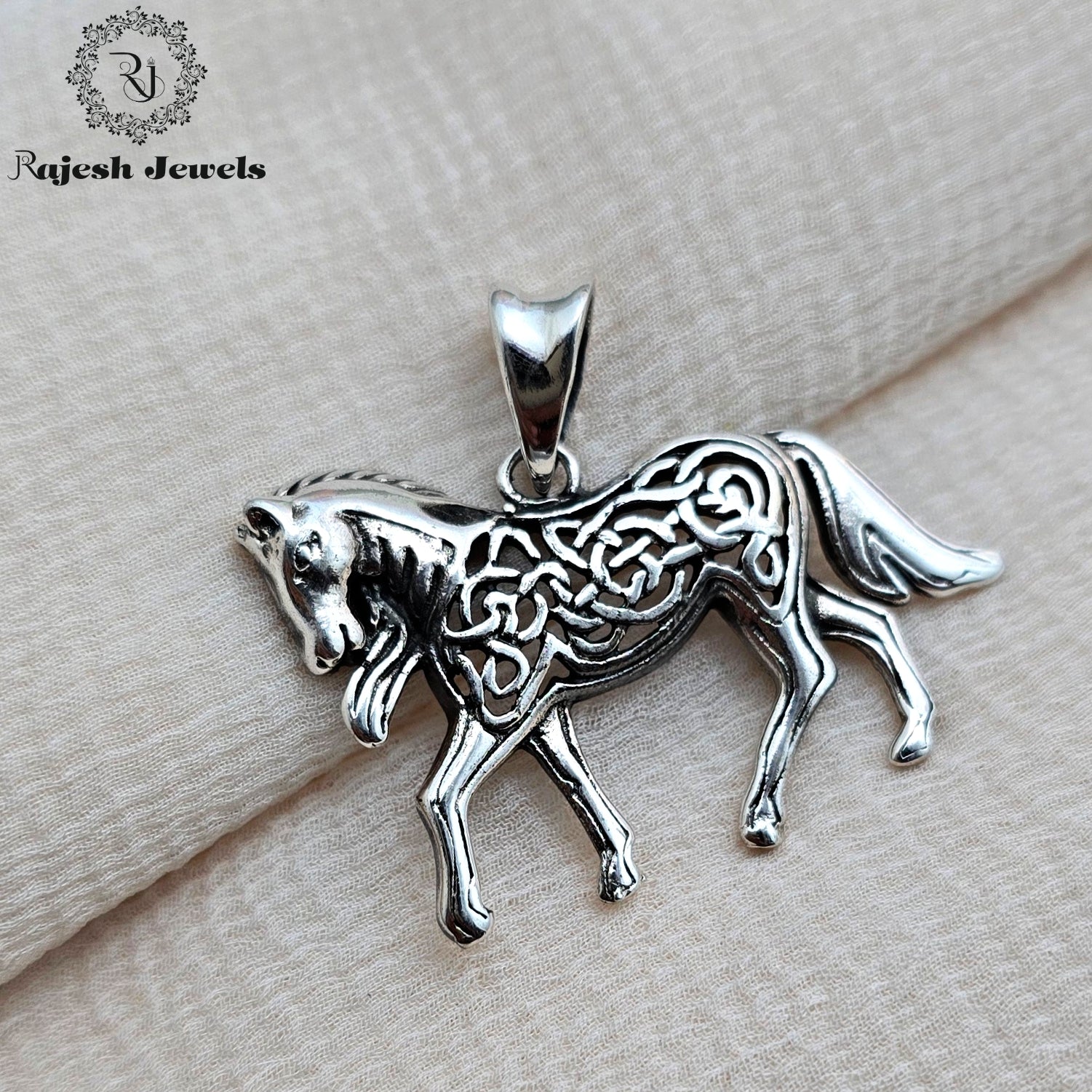 Filigree Worked Horse Silver Pendant