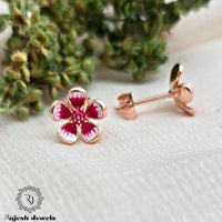 Blossomy Rosegold Floral Stud Earrings