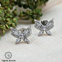 Flying Butterfly Silver Stud Earrings