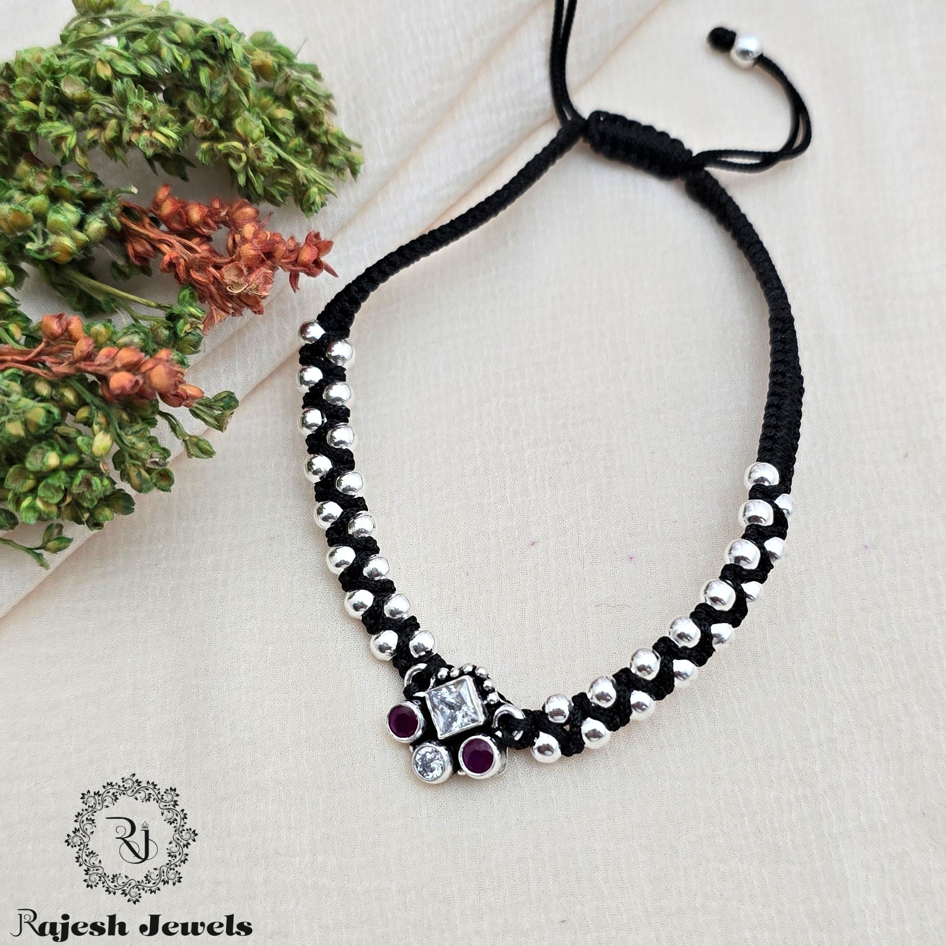 Wonderful Black Theard Cutstone  Nazariya Anklet