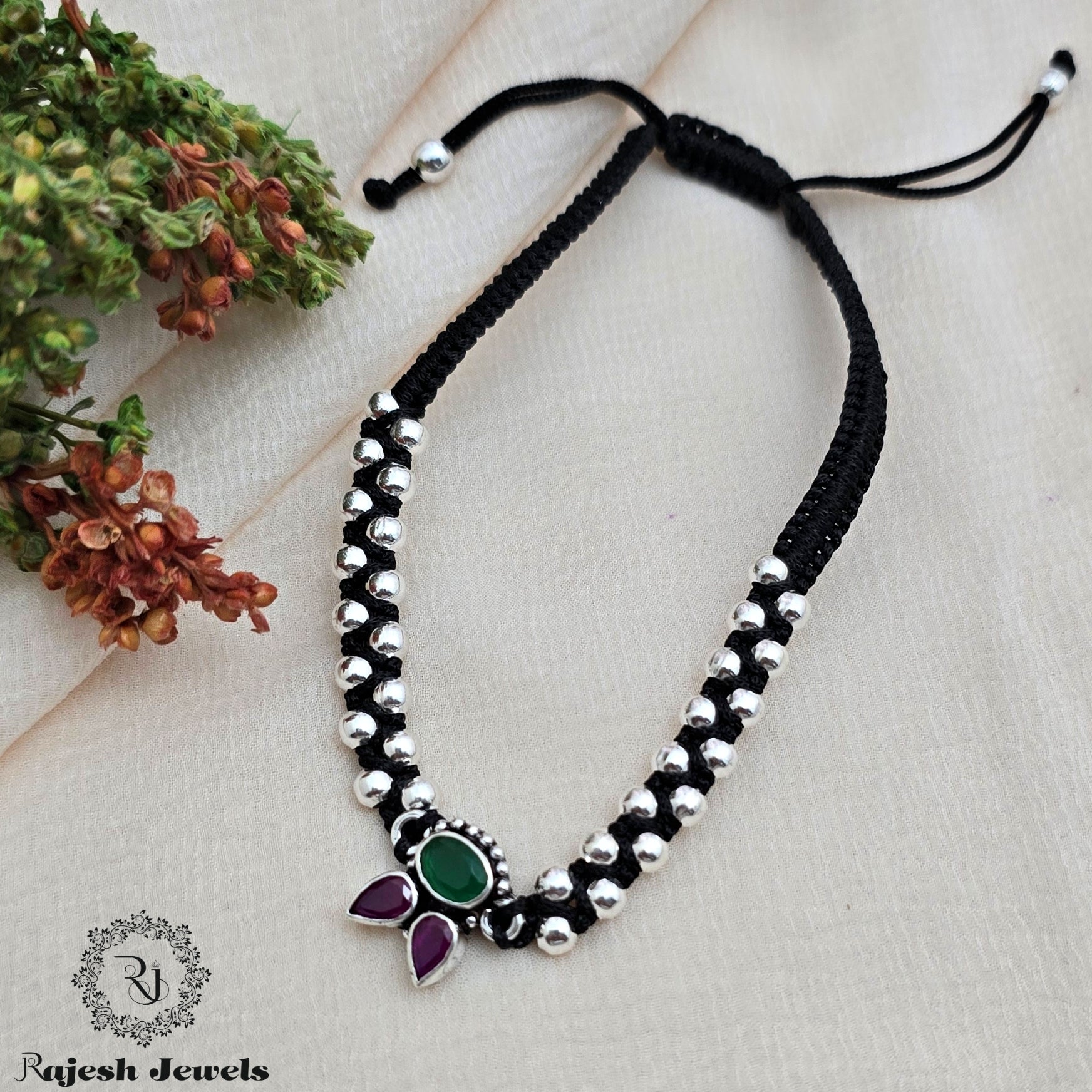 Radiant Cutstone Black Theard Anklet