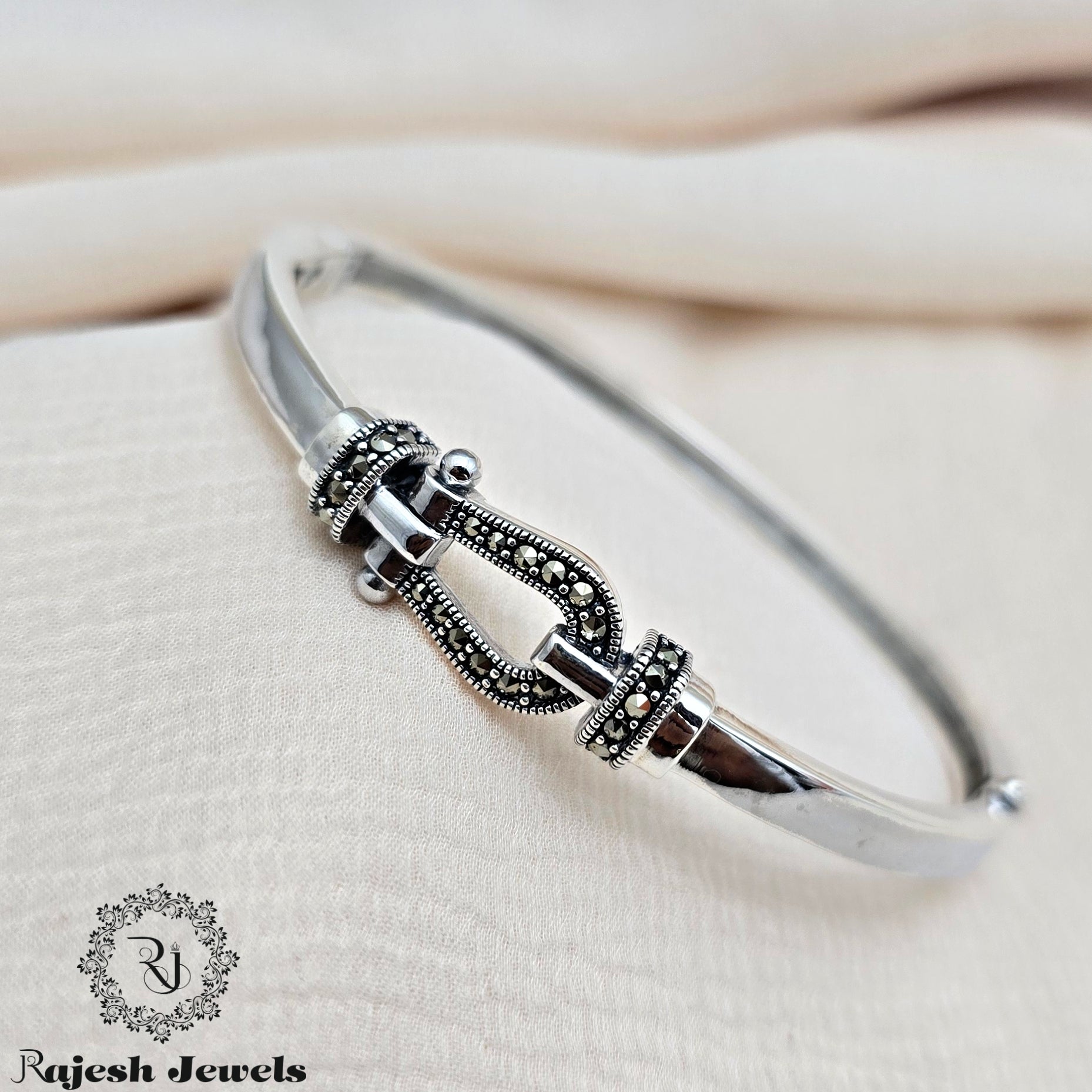 Electrifying Marcasite Hand Kada