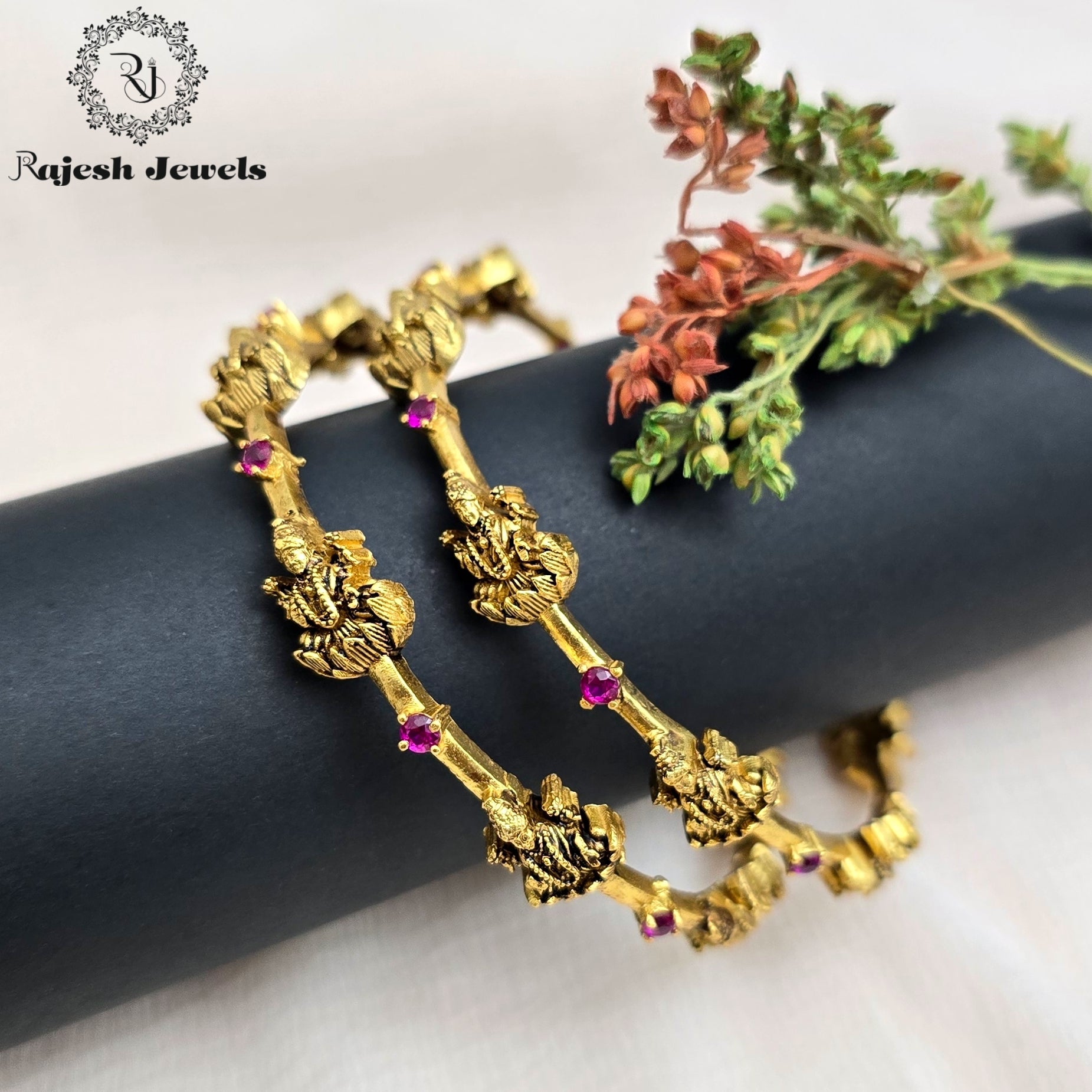 Divine Goddess Lakshmi Silver Bangles Size 2.6