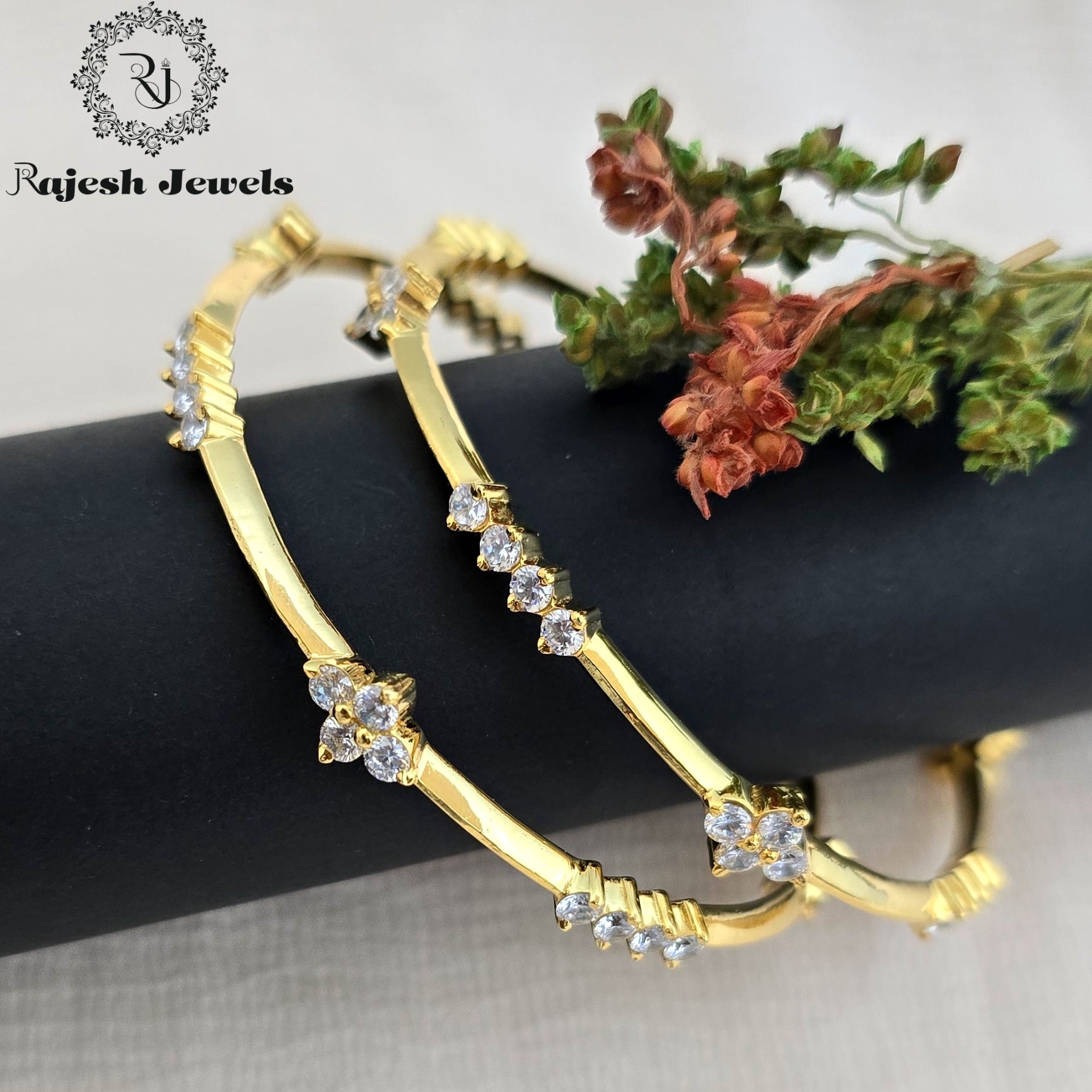 Shimmering Cz Gold Plated Bangles