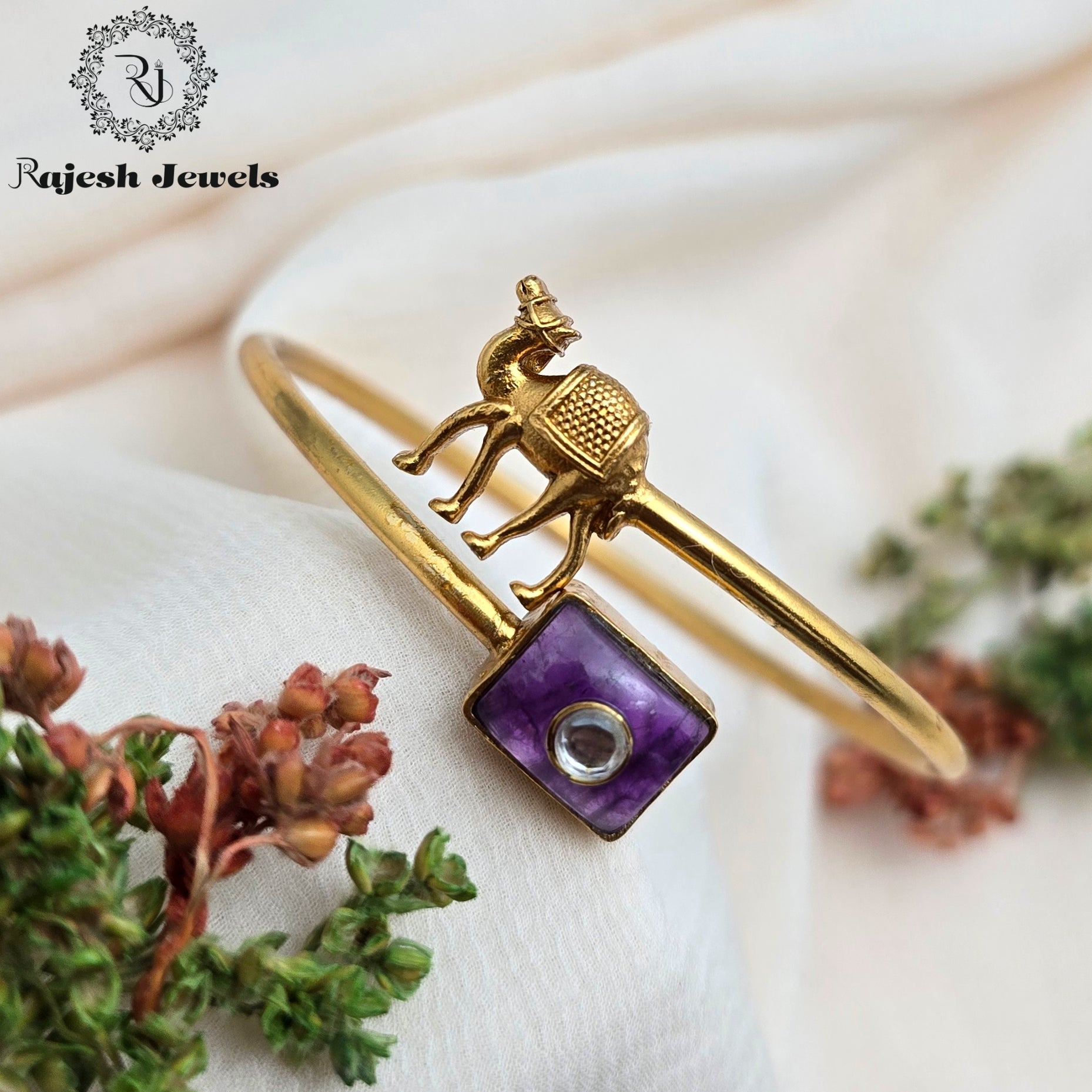 Glorified Camel Kundan Hand Kada
