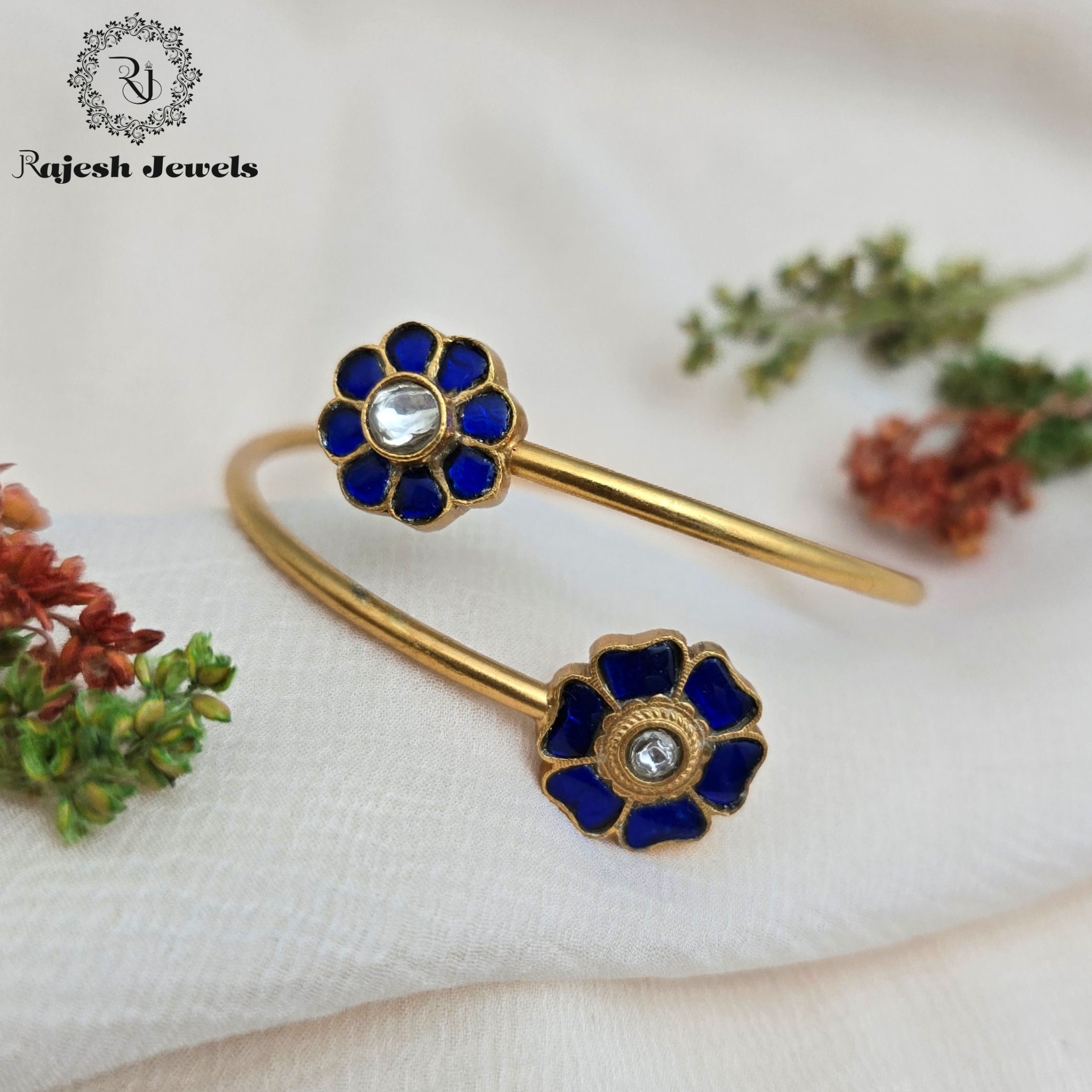 Radiant Blue Kundan Hand Kada