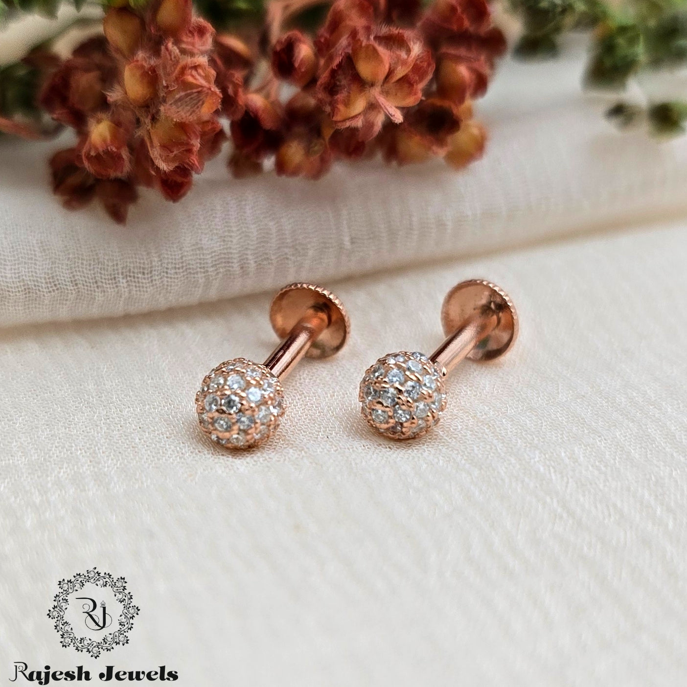 Wonderful Cz Rosegold South Screw Studs