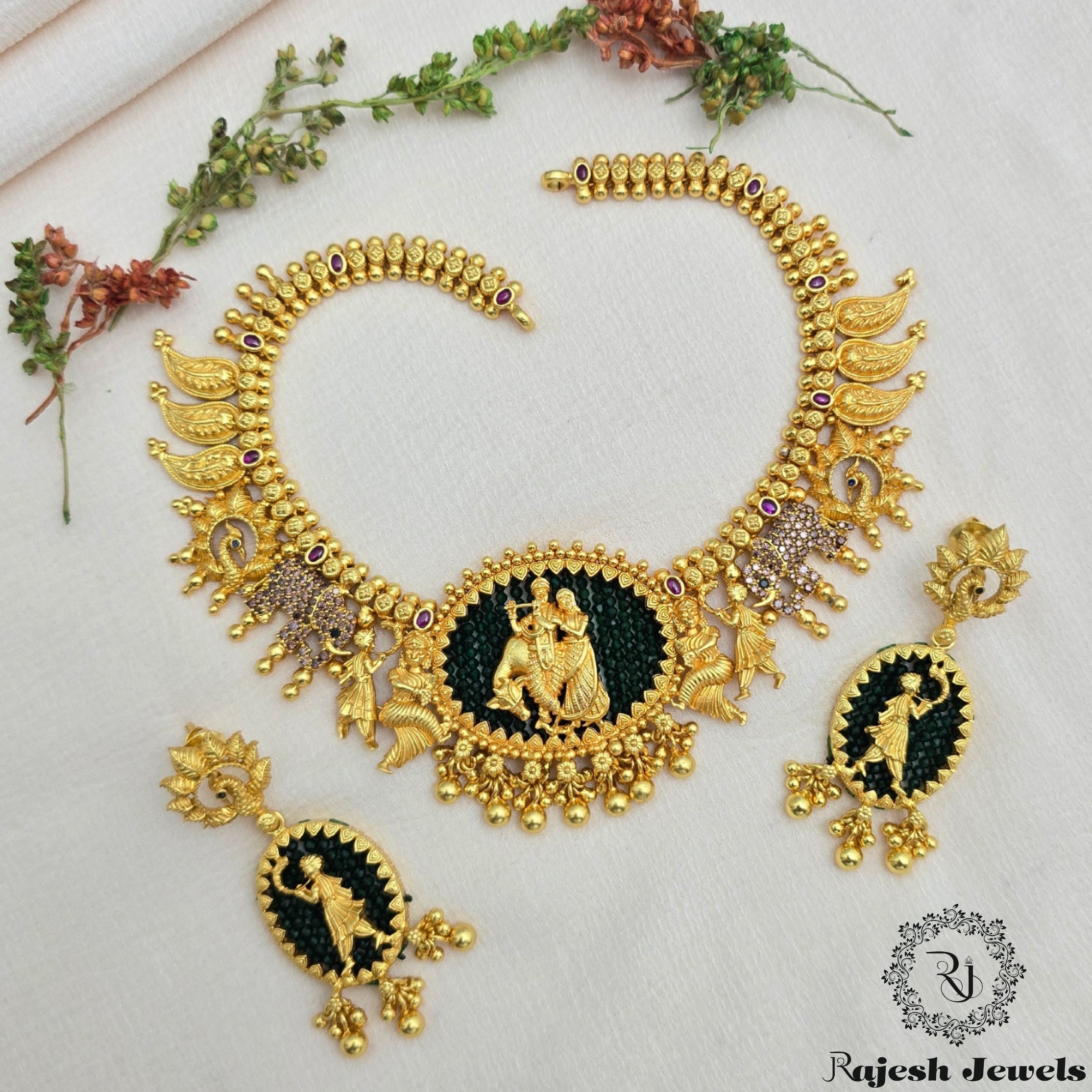 Amazing Radha Krishna Gold Plated Neckpiece