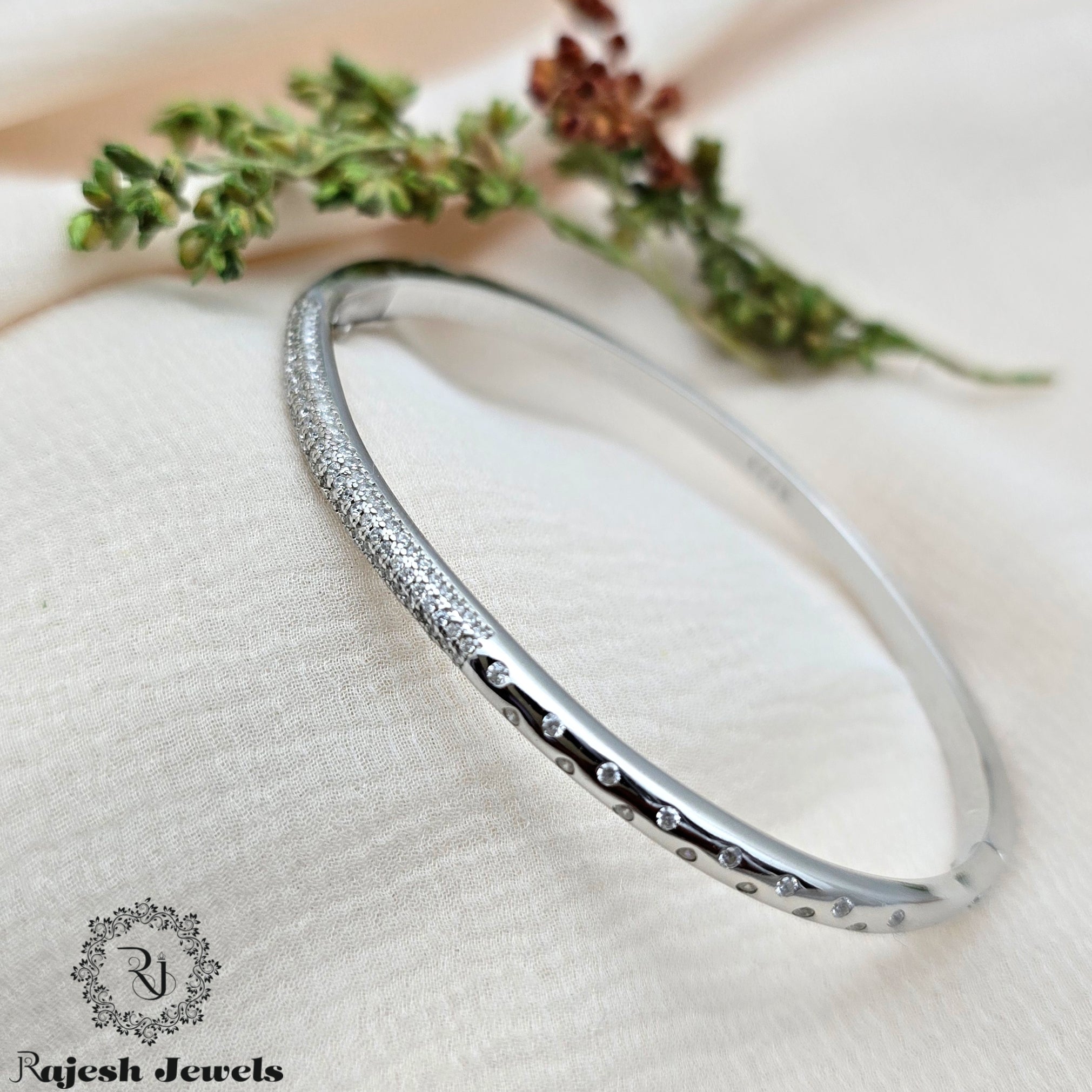 Pleasing Half & Half Cz Hand Kada