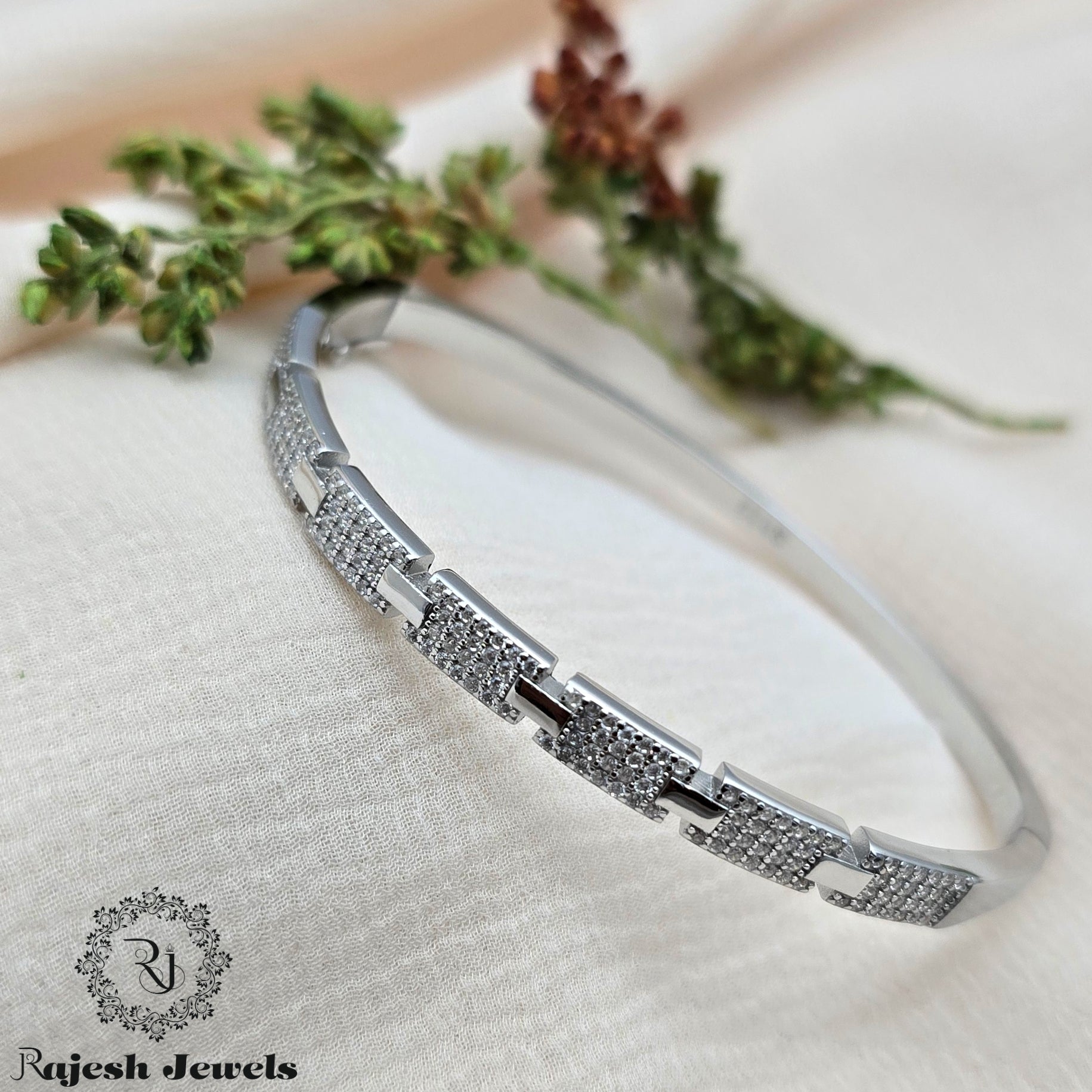 Alluring Cz Silver Hand Kada
