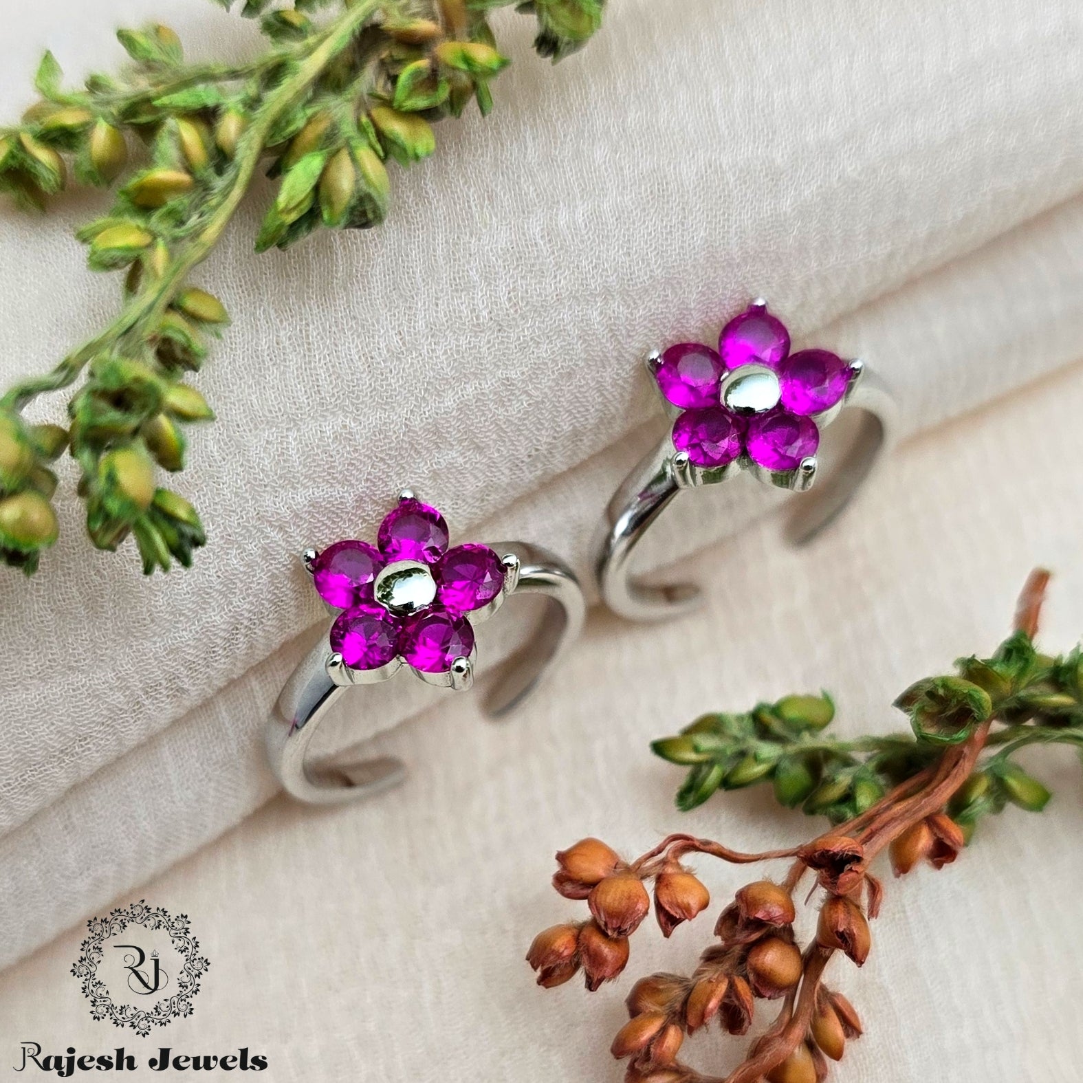 Mesmerizing Pink Floral Cz Toerings