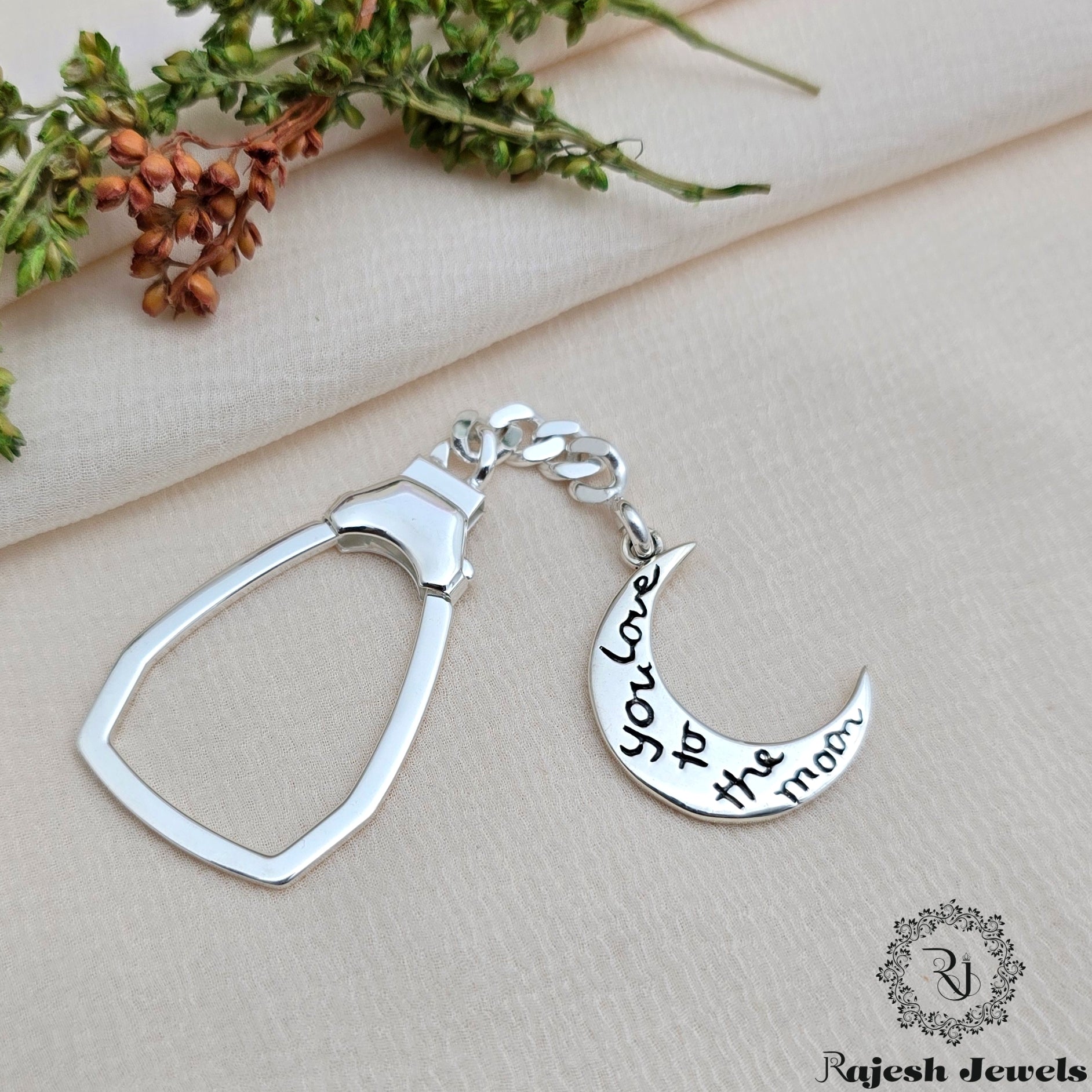 Cresent Love Message Silver Key Chain