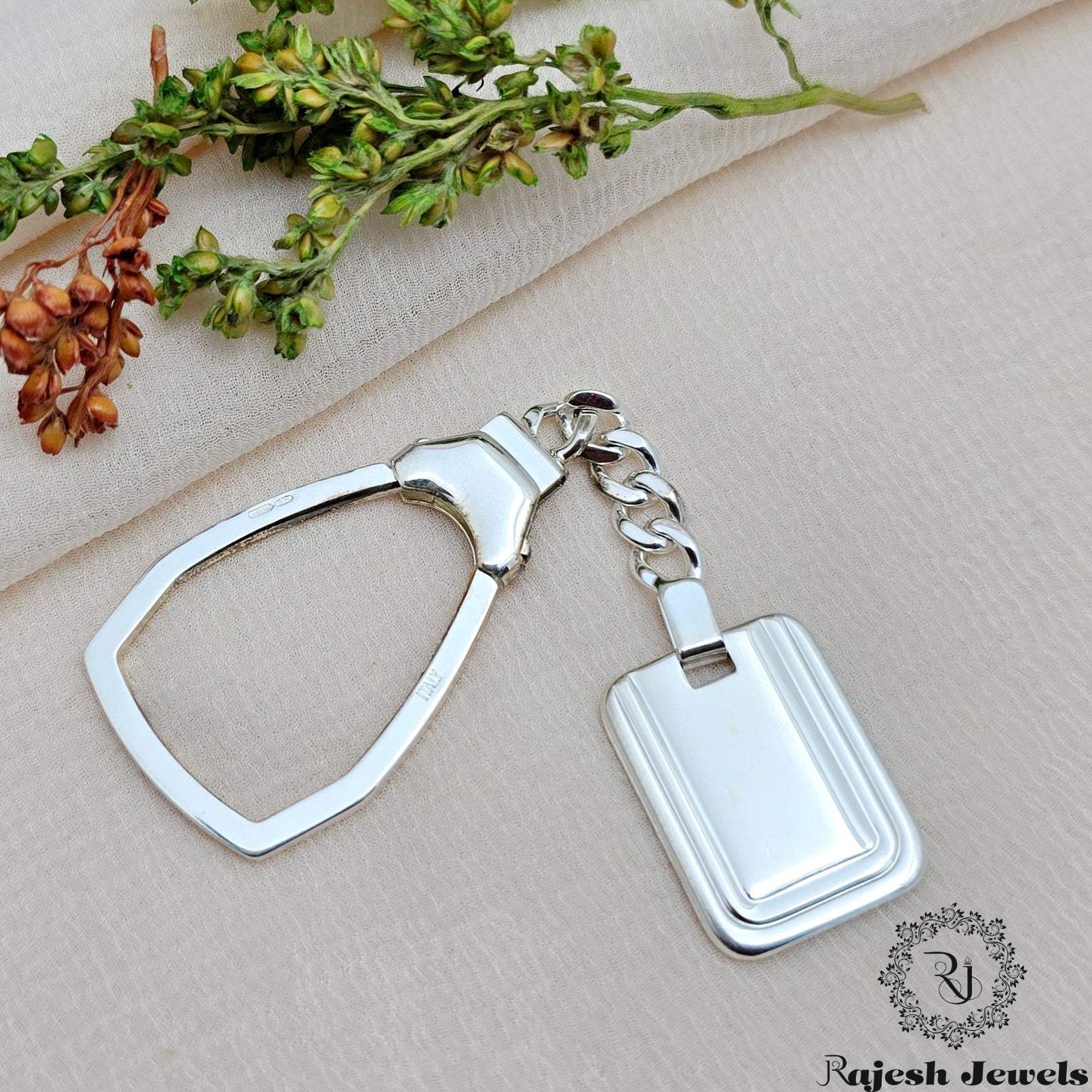 Geometric Silver Key Chain