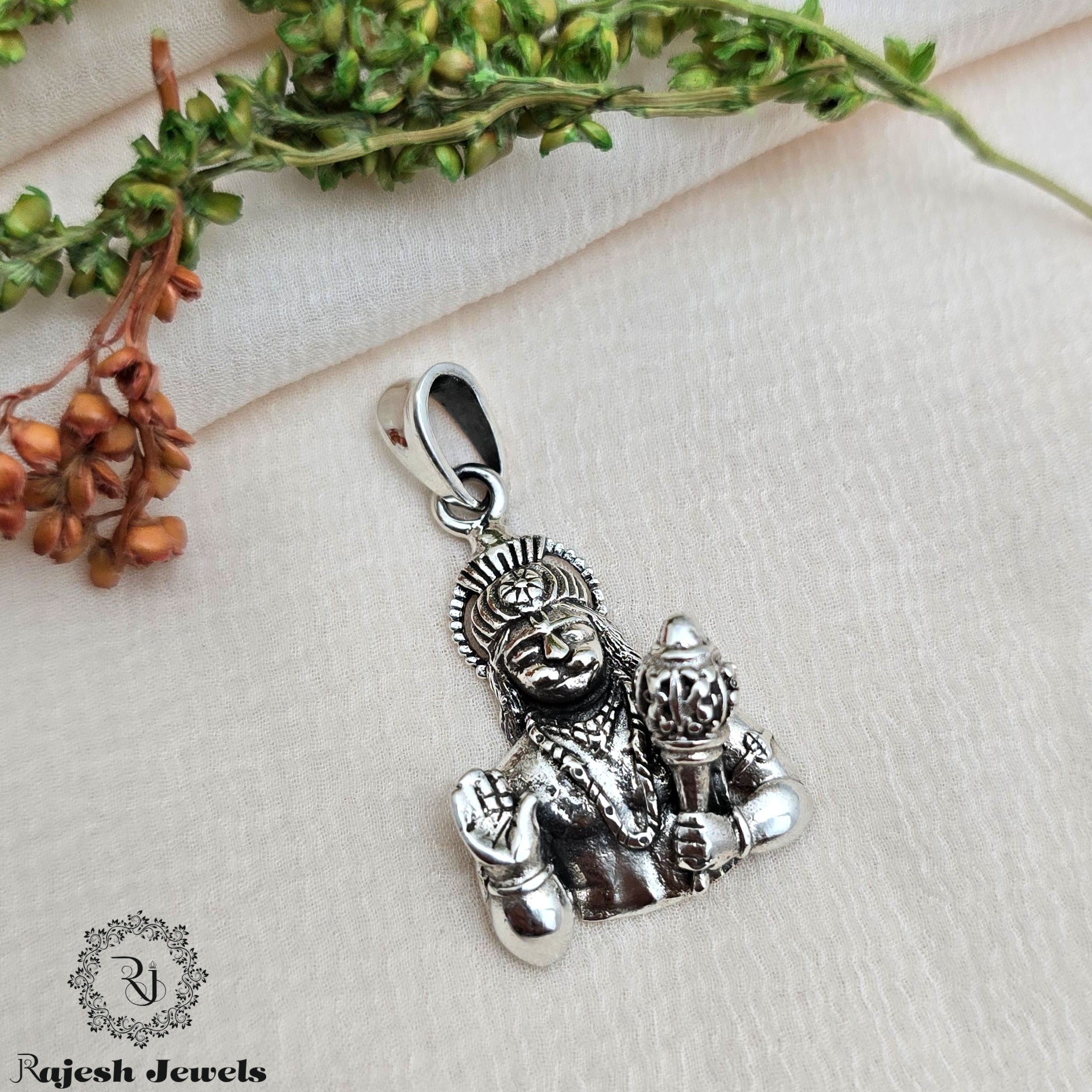 Abhayahasta Hanuman Silver Pendant