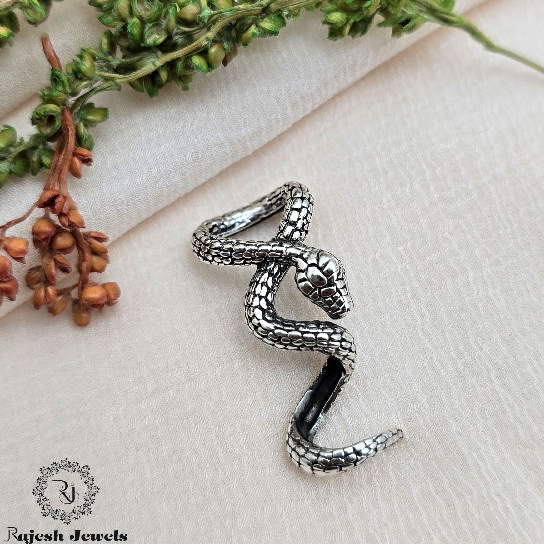 Snake Oxidised Silver Pendant