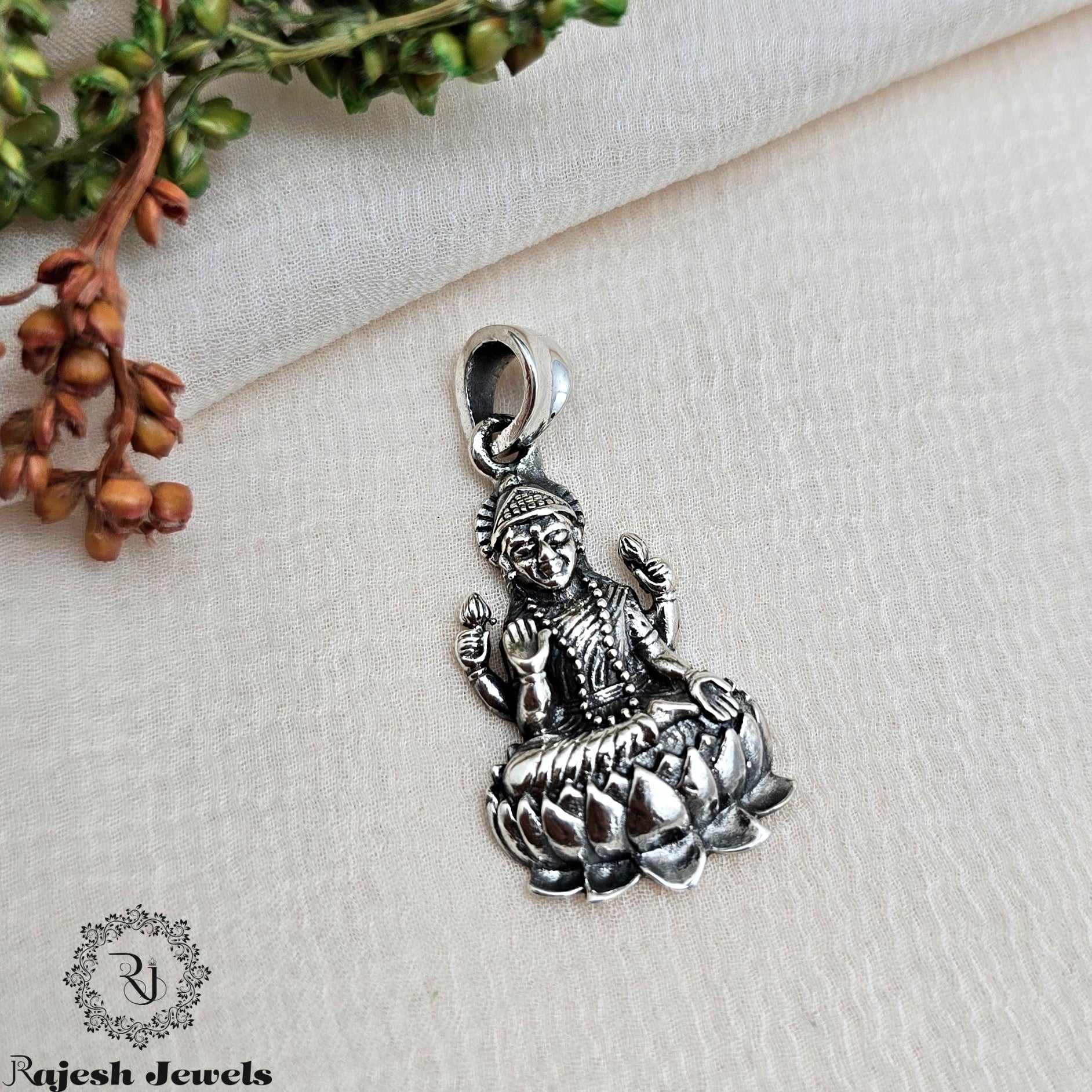 Goddess Lakshmi Silver Pendant
