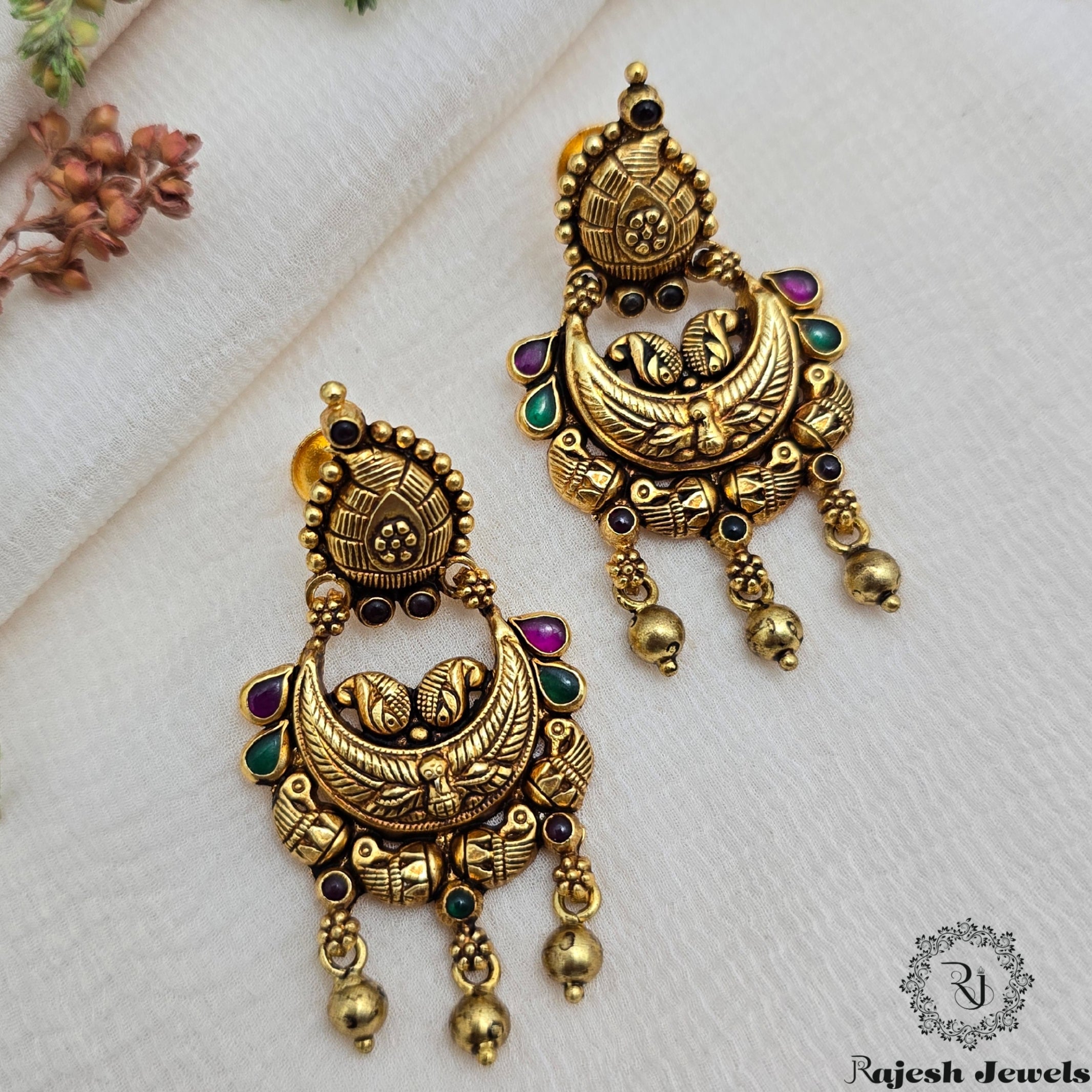 Traditional Mango Gold Plated Chandbali Earrings