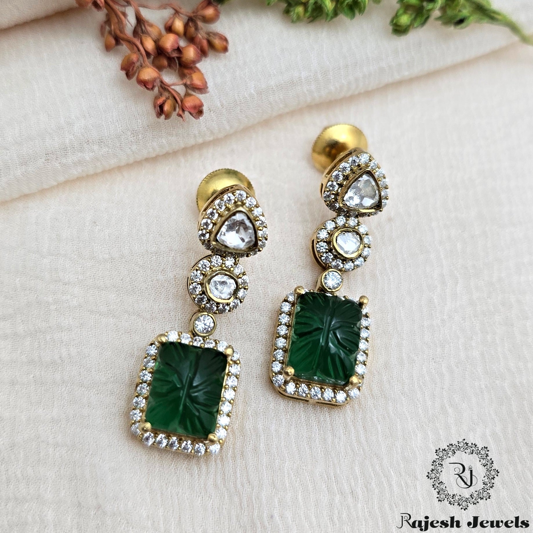 Wonderful Green Drop Moissanite Silver Earrings