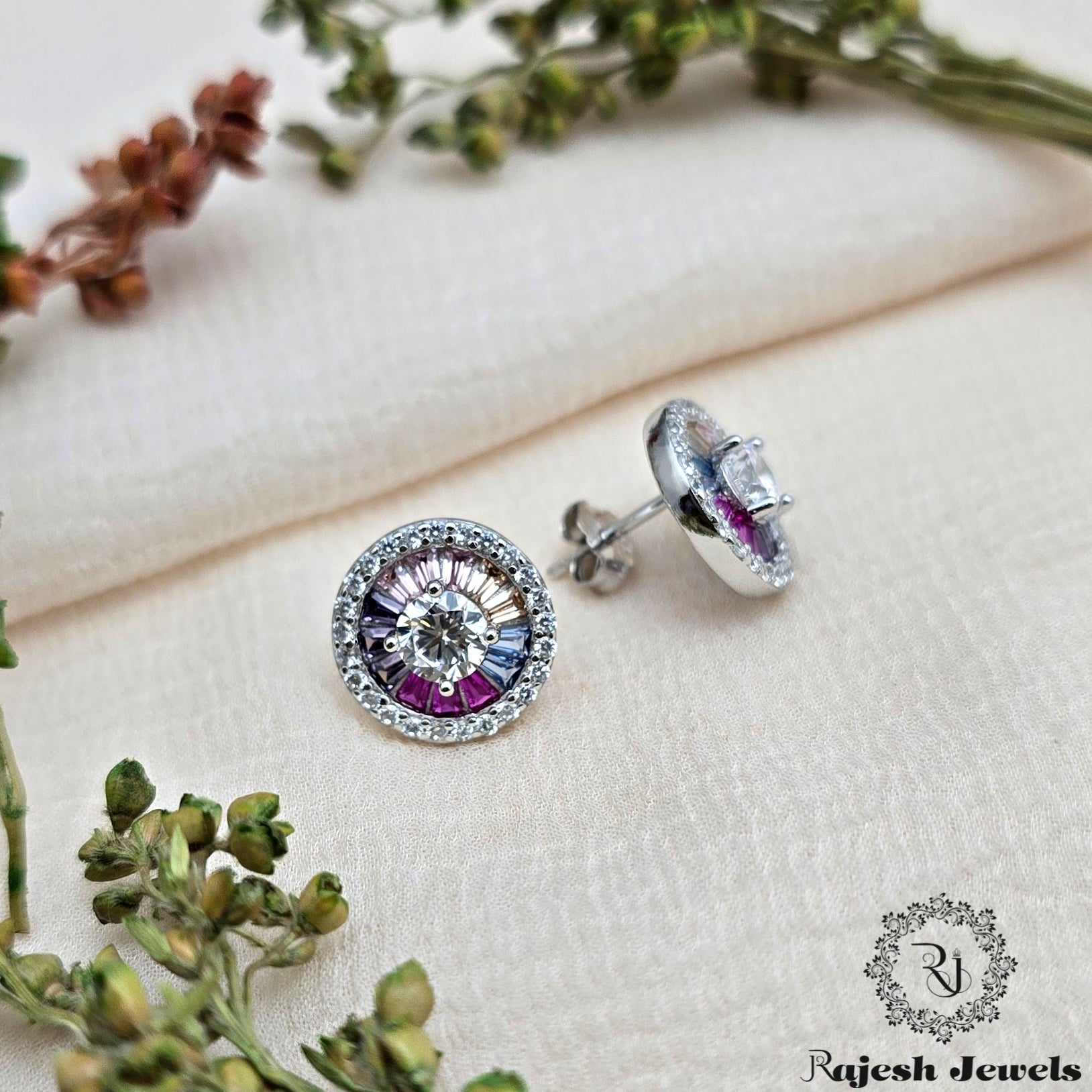 Appealing Cz Round Shaped Stud Earrings