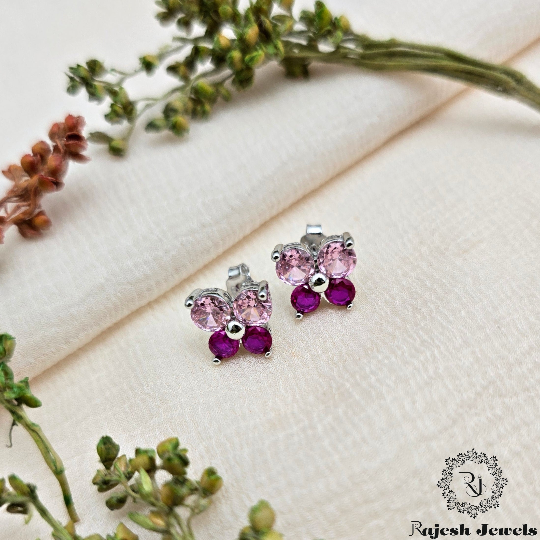 Radiant Butterfly Cz Stud Earrings