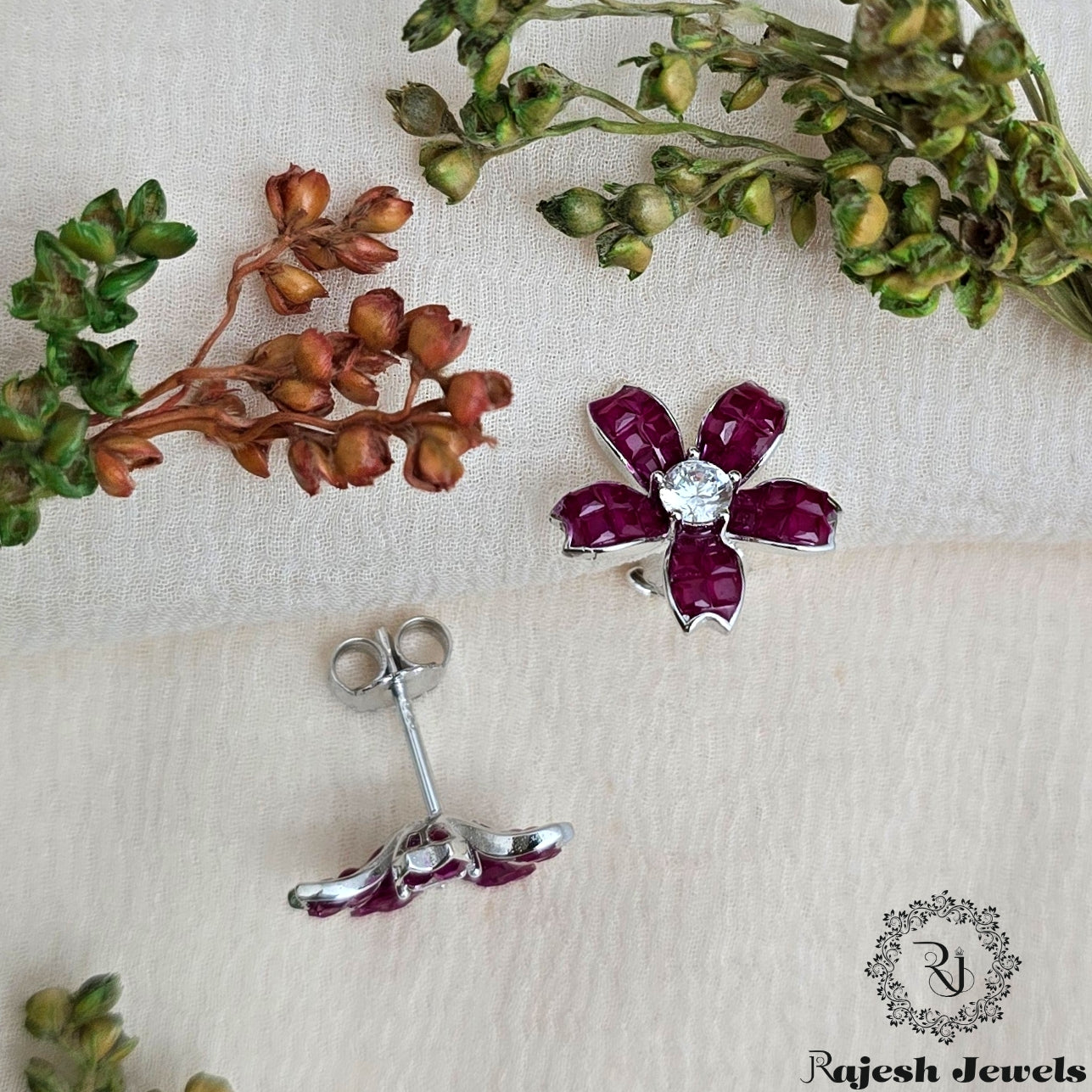 Radiant Floral Cz Stud Earrings