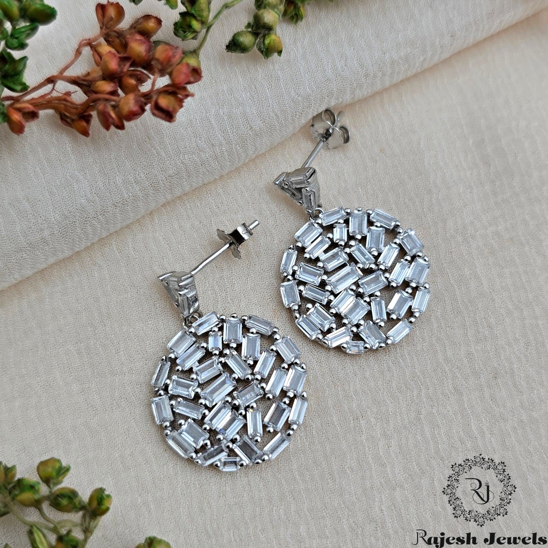 Classic Round Cubic Zircon Hanging Earrings