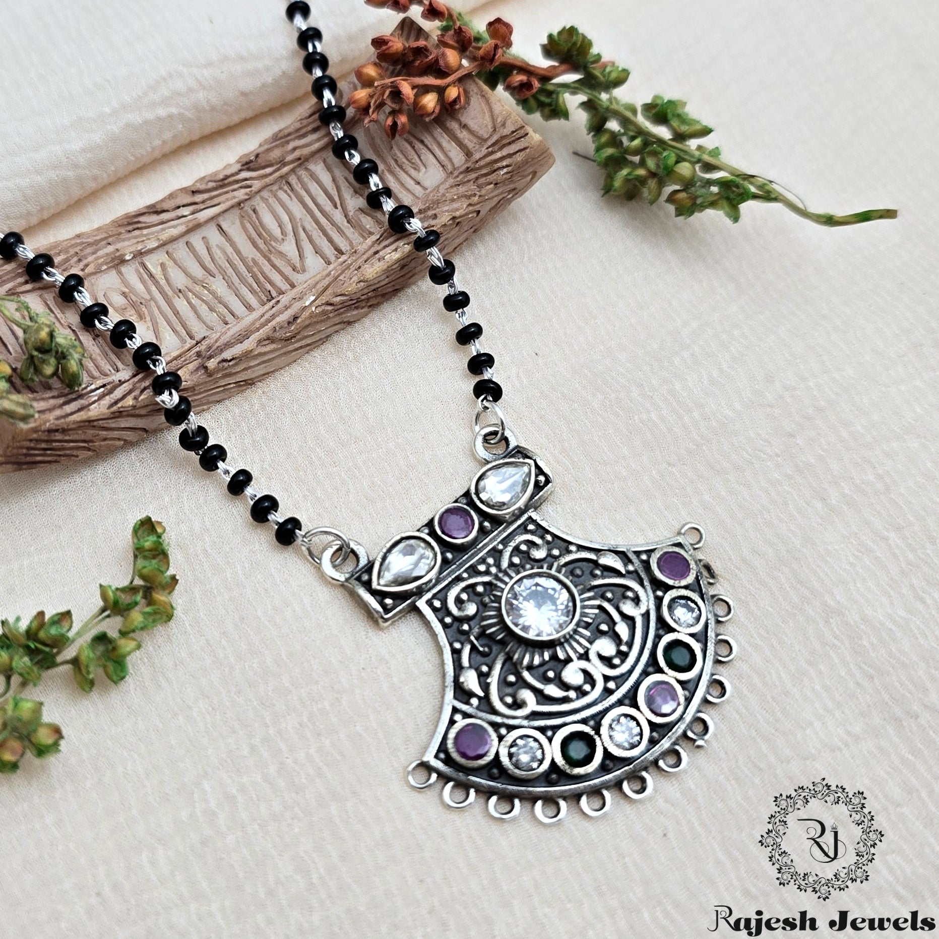 Mesmerizing Silver Blackbead Mangalsutra