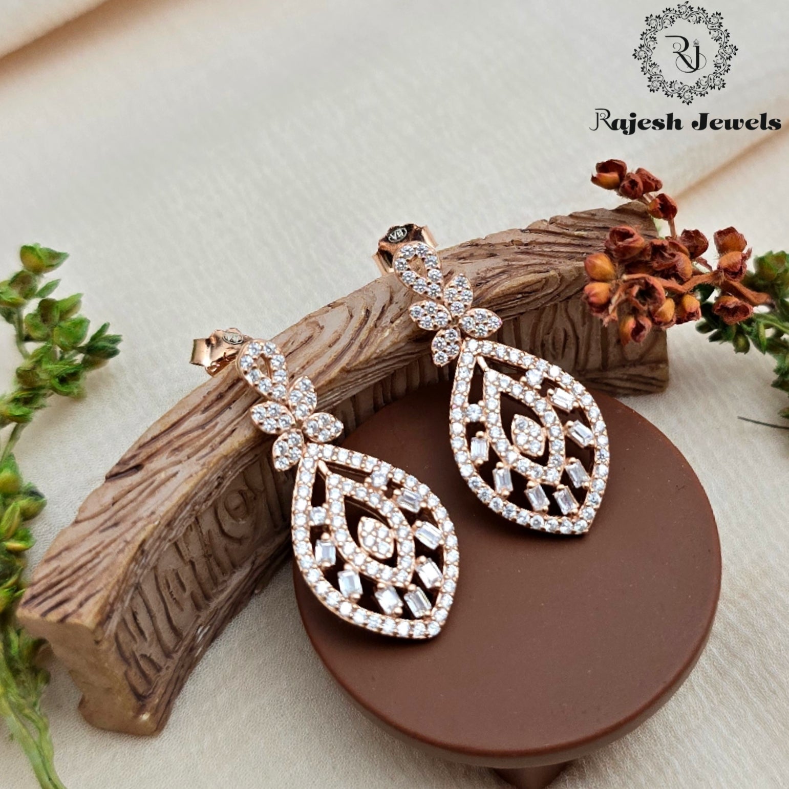 Dazzling Rosegold Silver Hanging Earrings