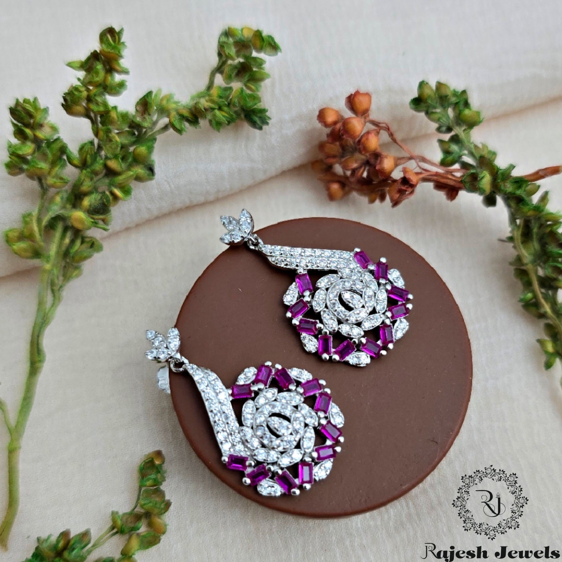 Resplendent Cz Silver Hanging Earrings