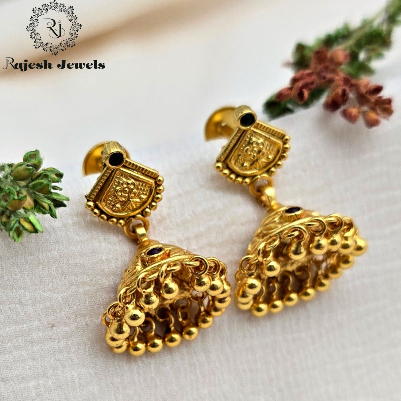 Elegant Gold Plated Silver Jumka Earrings