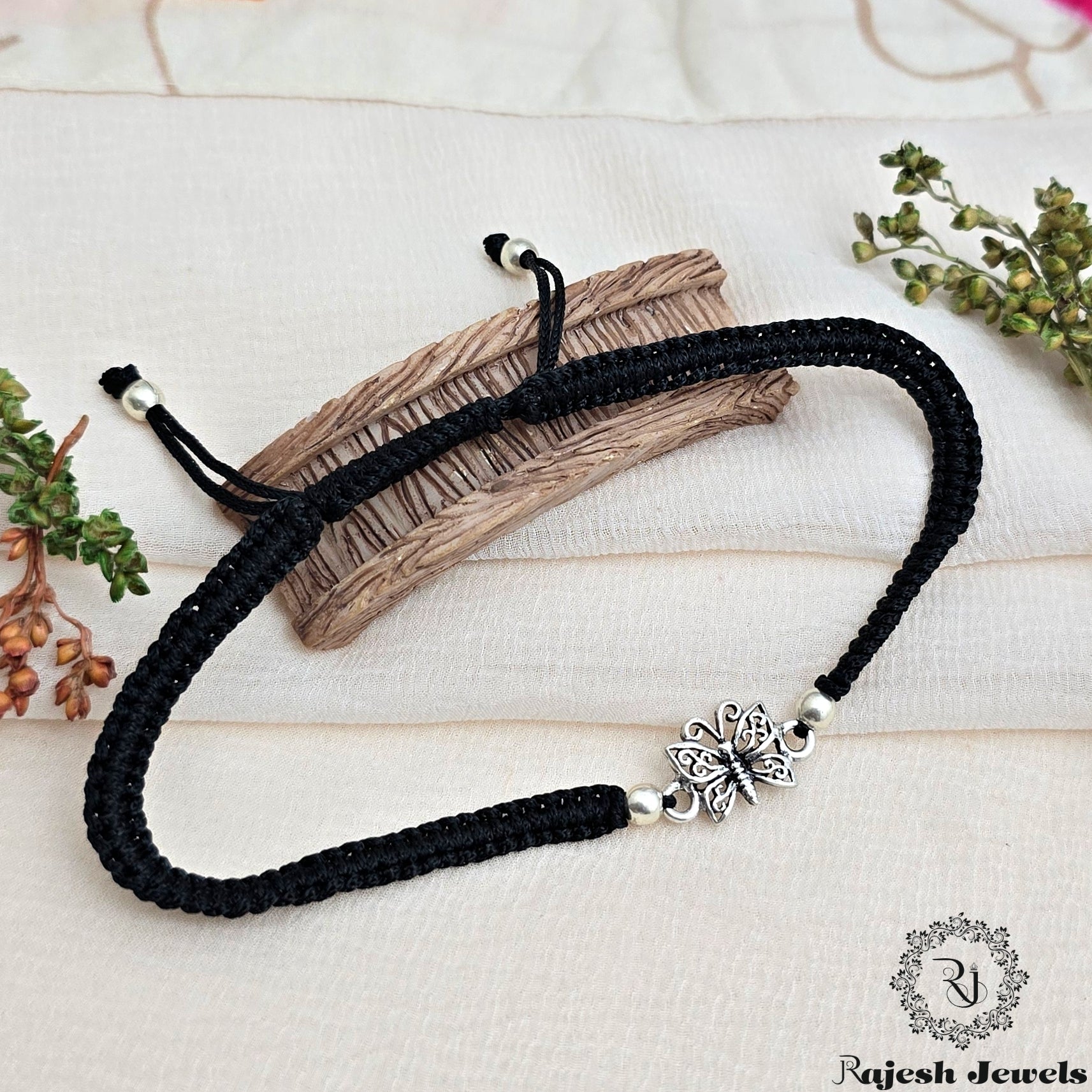 Butterfly Oxidised Nazariya Anklet