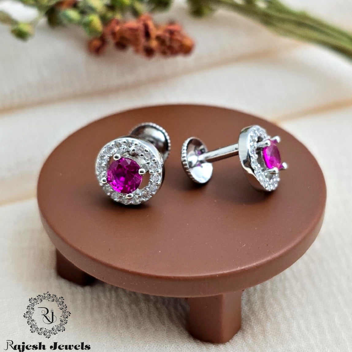 Radiant Round Cz South Screw Stud Earrings